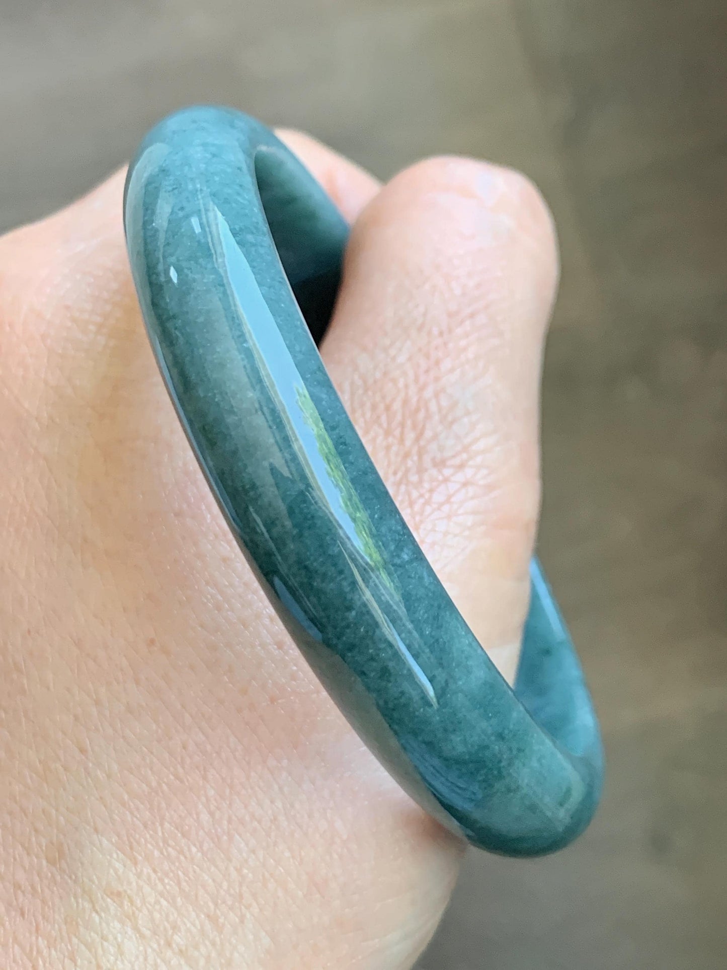Certified Natural Grade A Guatemalan Icy Translucent Dusty Blue Jade Jadeite Wide Bangle Bracelet 62.3mm 7.7" 48.6g 天然危蓝糯种翡翠正圈手镯 1232