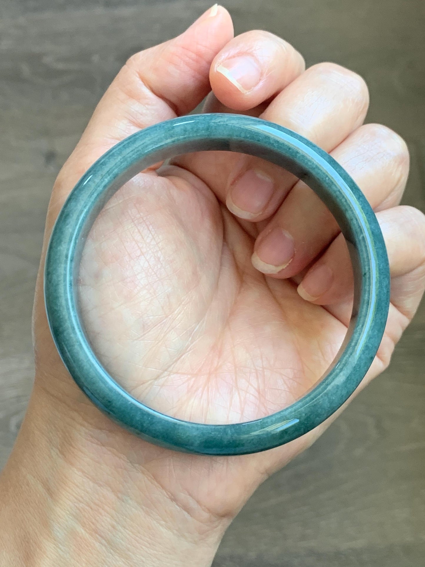 Certified Natural Grade A Guatemalan Icy Translucent Dusty Blue Jade Jadeite Wide Bangle Bracelet 62.3mm 7.7" 48.6g 天然危蓝糯种翡翠正圈手镯 1232