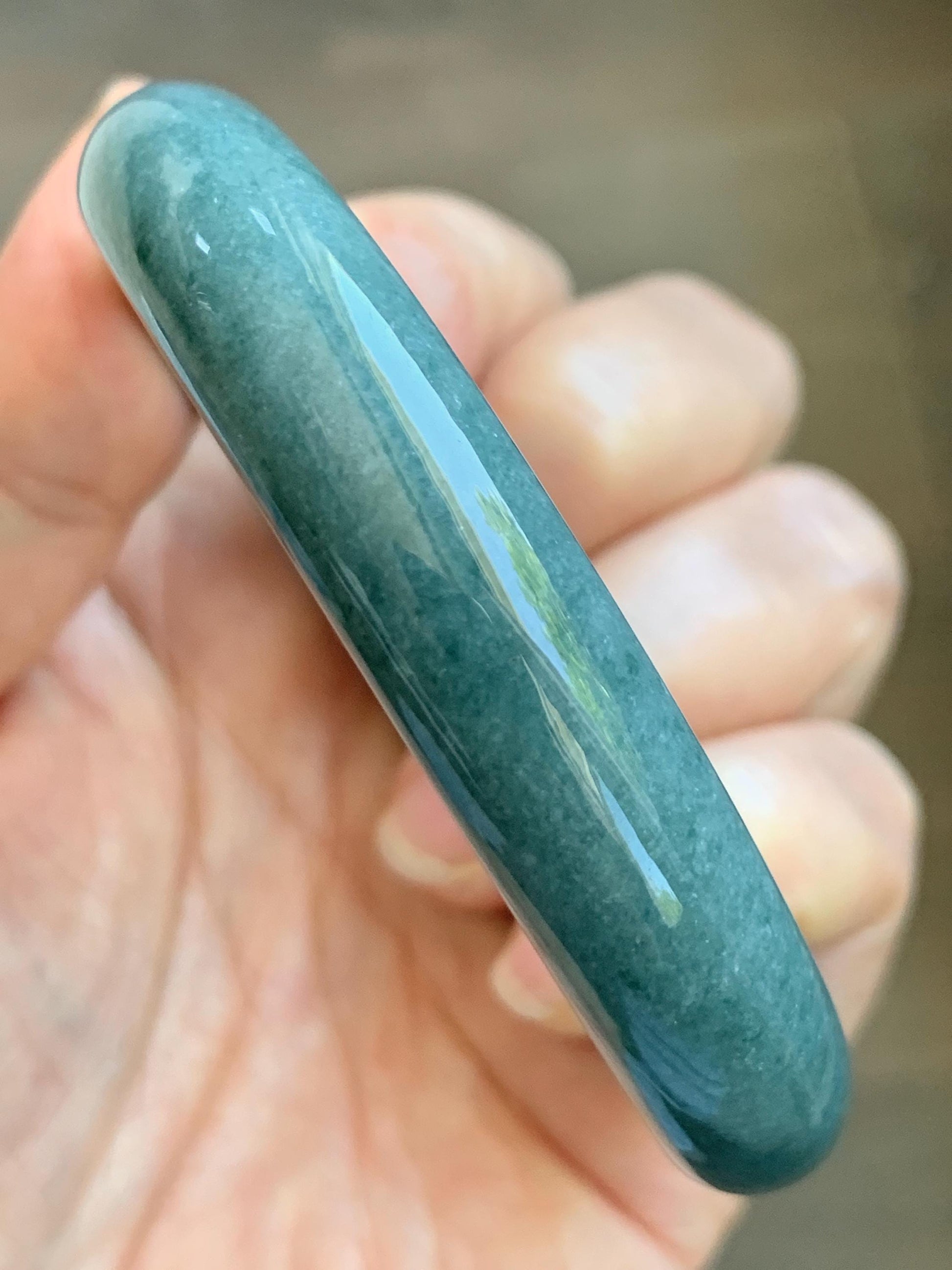 Certified Natural Grade A Guatemalan Icy Translucent Dusty Blue Jade Jadeite Wide Bangle Bracelet 62.3mm 7.7" 48.6g 天然危蓝糯种翡翠正圈手镯 1232