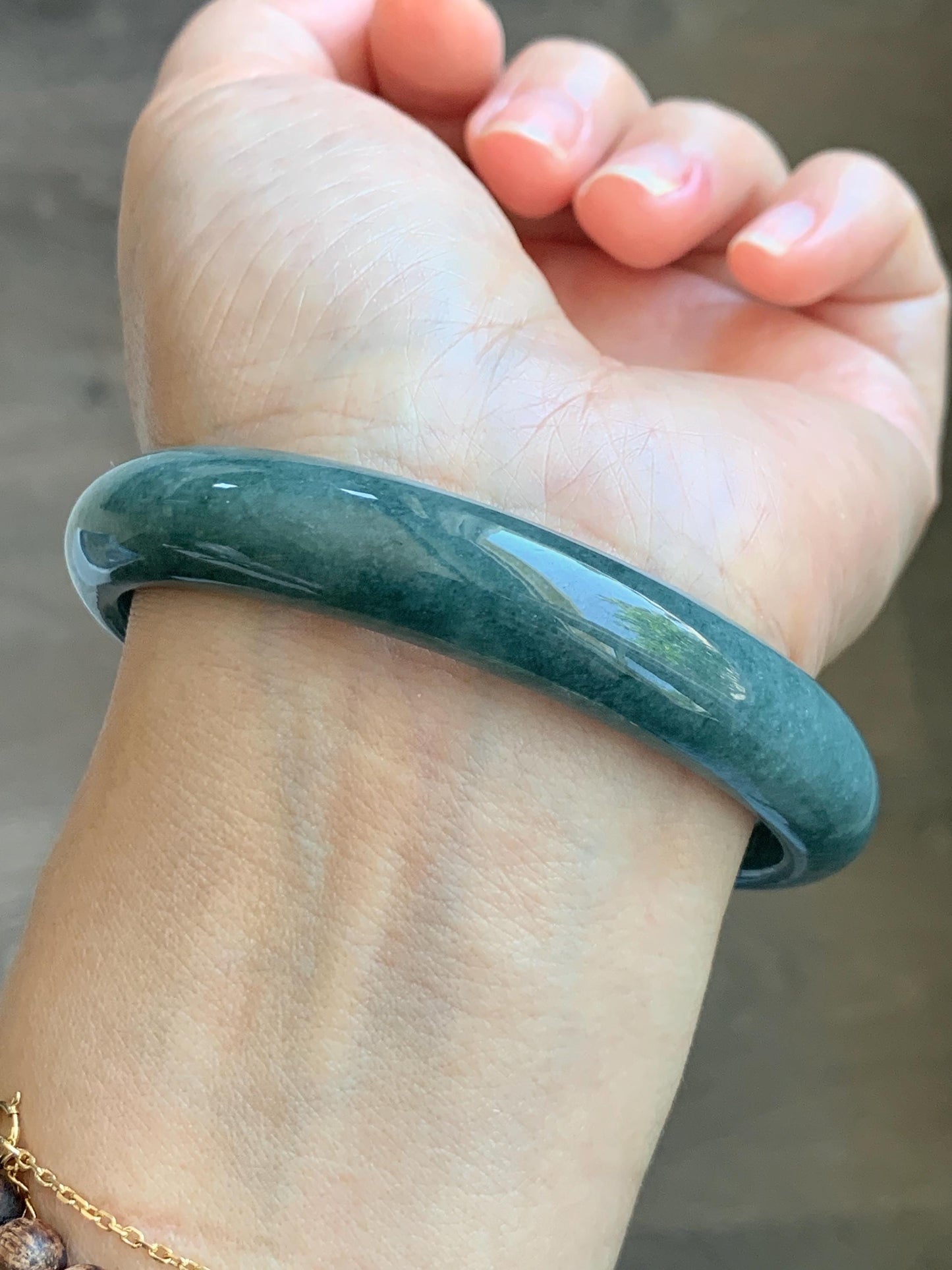 Certified Natural Grade A Guatemalan Icy Translucent Dusty Blue Jade Jadeite Wide Bangle Bracelet 62.3mm 7.7" 48.6g 天然危蓝糯种翡翠正圈手镯 1232
