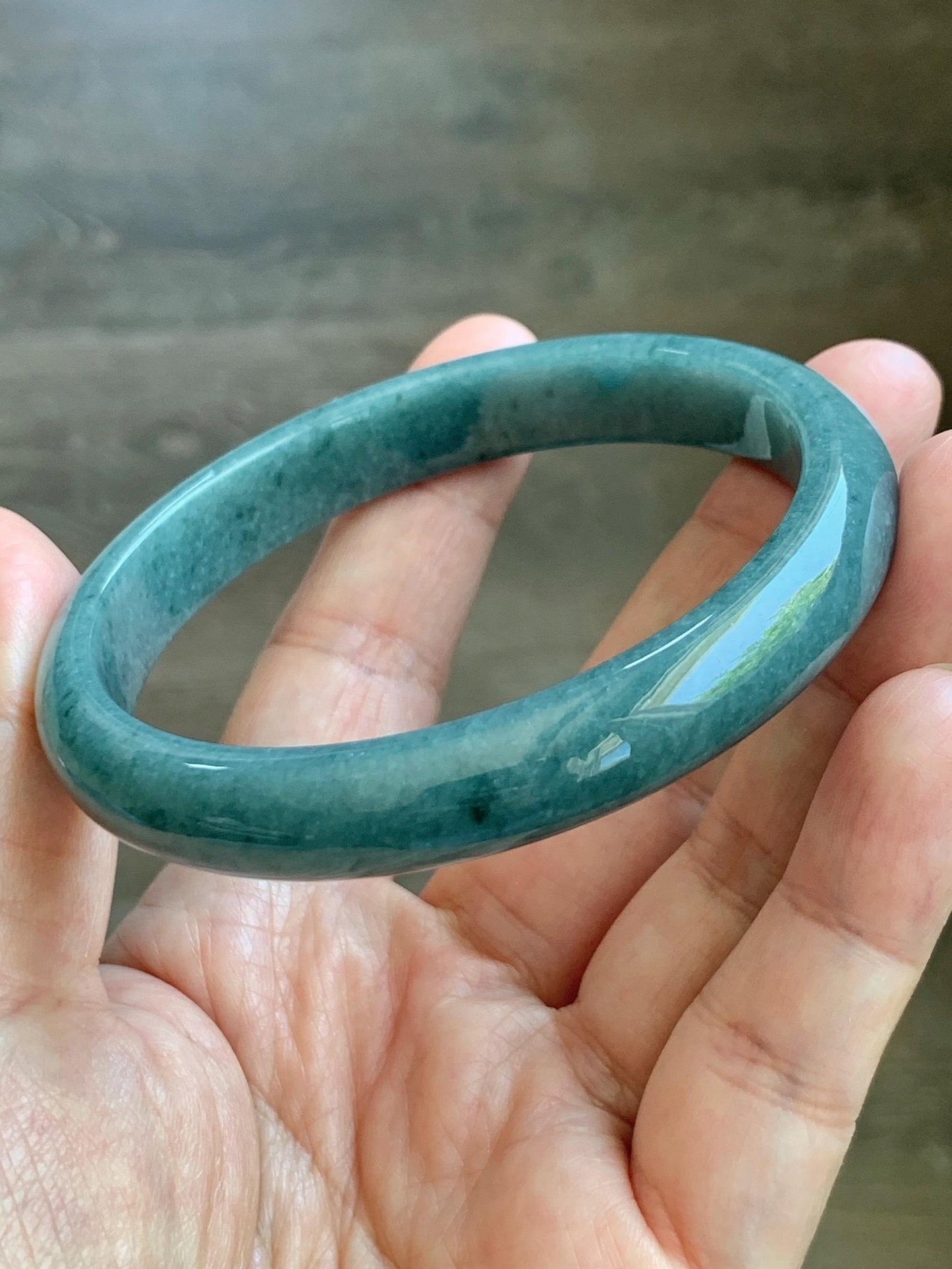 Certified Natural Grade A Guatemalan Icy Translucent Dusty Blue Jade Jadeite Wide Bangle Bracelet 62.28mm 7.7" 45g 天然危蓝糯种翡翠正圈手镯 1231