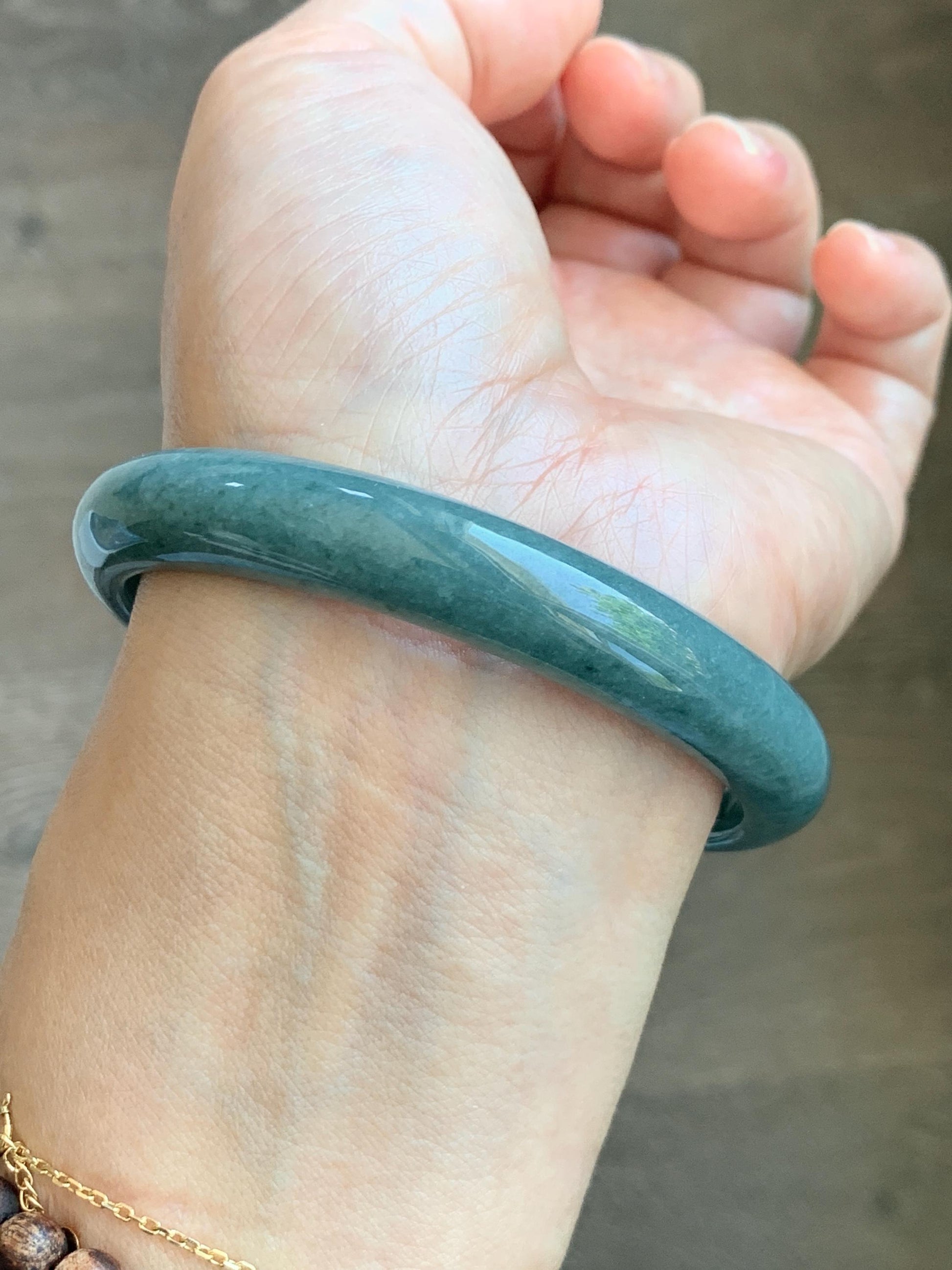 Certified Natural Grade A Guatemalan Icy Translucent Dusty Blue Jade Jadeite Wide Bangle Bracelet 62.28mm 7.7" 45g 天然危蓝糯种翡翠正圈手镯 1231