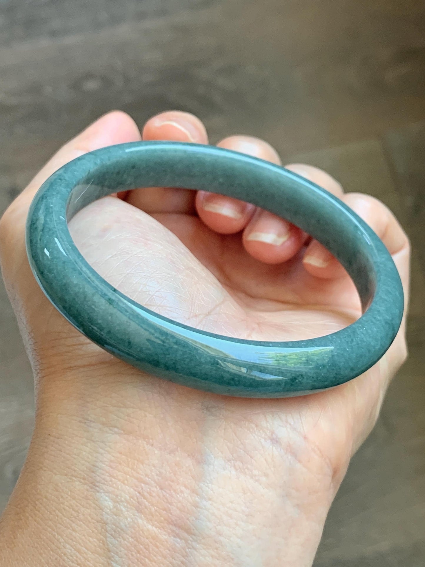 Certified Natural Grade A Guatemalan Icy Translucent Dusty Blue Jade Jadeite Wide Bangle Bracelet 62.28mm 7.7" 45g 天然危蓝糯种翡翠正圈手镯 1231