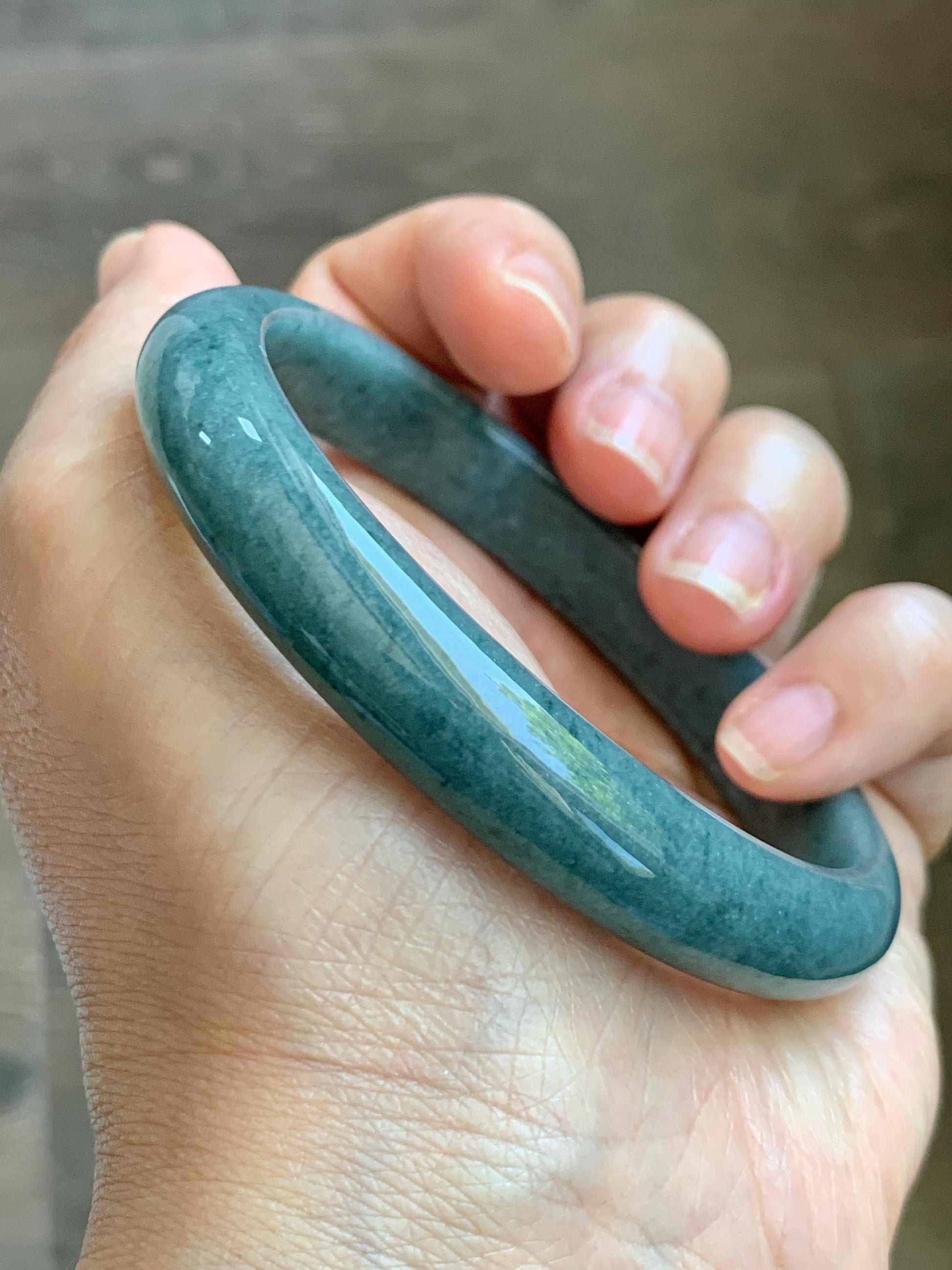 Certified Natural Grade A Guatemalan Icy Translucent Dusty Blue Jade Jadeite Wide Bangle Bracelet 62.28mm 7.7" 45g 天然危蓝糯种翡翠正圈手镯 1231