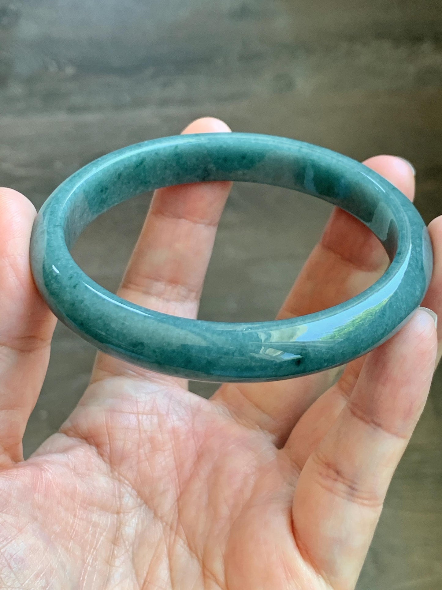 Certified Natural Grade A Guatemalan Icy Translucent Dusty Blue Jade Jadeite Wide Bangle Bracelet 62.28mm 7.7" 45g 天然危蓝糯种翡翠正圈手镯 1231