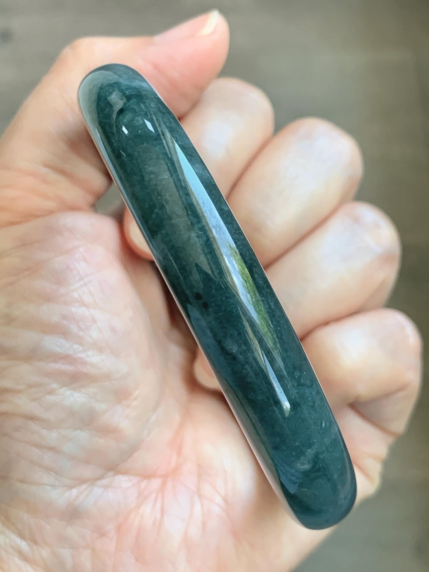Certified Natural Grade A Guatemalan Icy Translucent Dark Teal Blue Jade Jadeite Wide Bangle Bracelet 68.11mm 8.42" 57.57g 天然冰危深蓝翡翠正圈手镯 1196