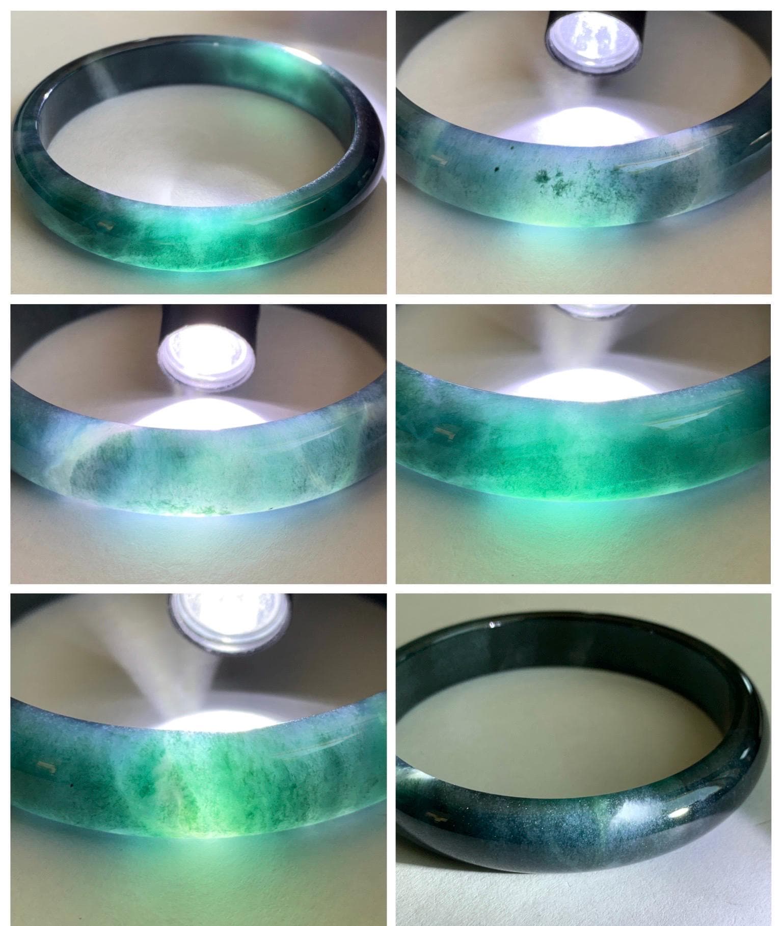 Certified Natural Grade A Guatemalan Icy Translucent Dark Aegean Blue Jade Jadeite Wide Bangle Bracelet 61.98mm 7.66" 天然冰危深牛仔蓝翡翠正圈手镯 1204