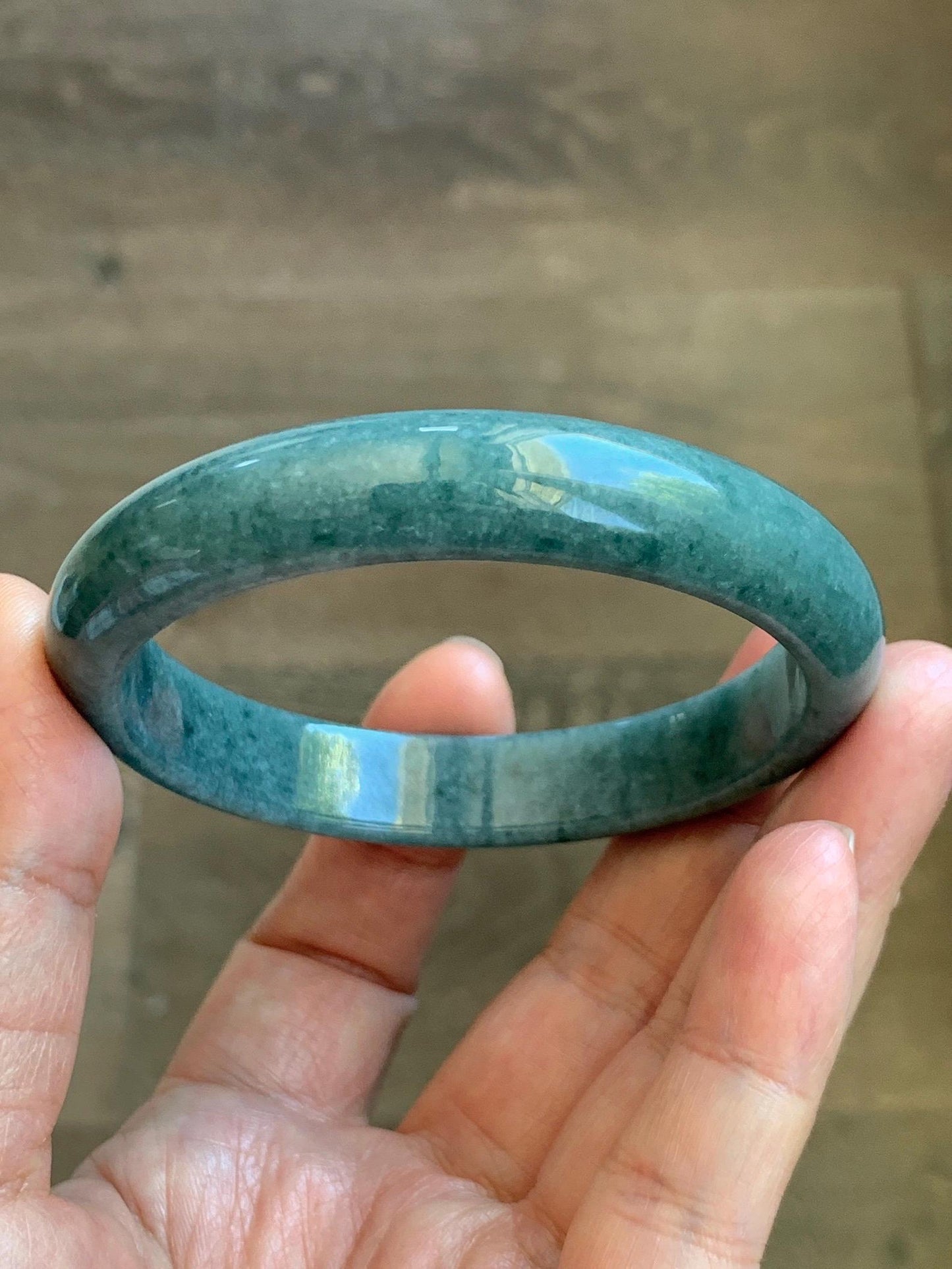 Certified Natural Grade A Guatemalan Icy Translucent Dusty Blue Jade Jadeite Wide Bangle Bracelet 58.33mm 7.21" 45.53g 天然危蓝糯种翡翠正圈手镯 1239