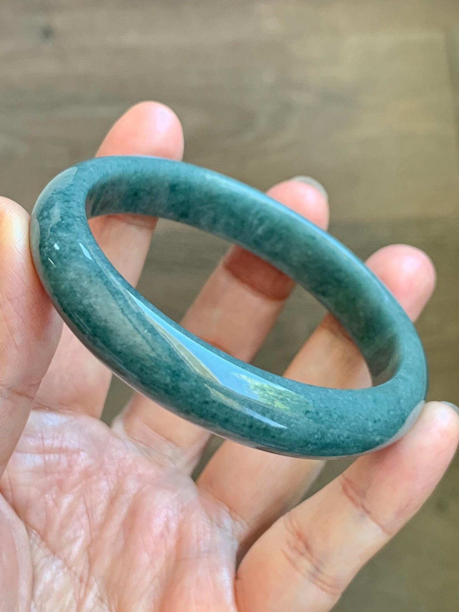 Certified Natural Grade A Guatemalan Icy Translucent Dusty Blue Jade Jadeite Wide Bangle Bracelet 58.33mm 7.21" 45.53g 天然危蓝糯种翡翠正圈手镯 1239