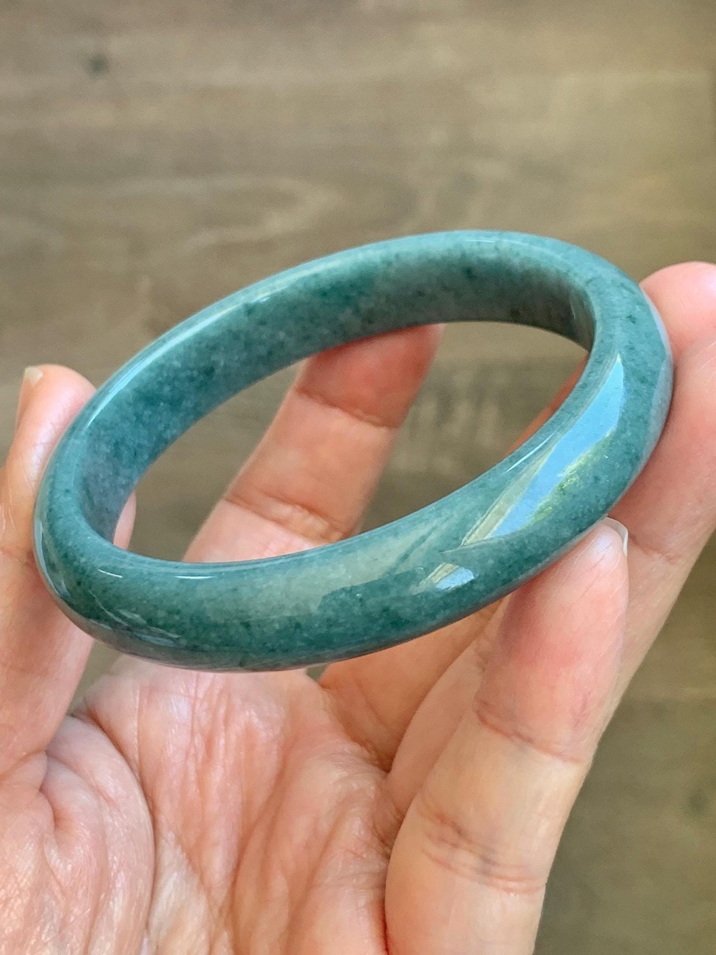 Certified Natural Grade A Guatemalan Icy Translucent Dusty Blue Jade Jadeite Wide Bangle Bracelet 58.33mm 7.21" 45.53g 天然危蓝糯种翡翠正圈手镯 1239