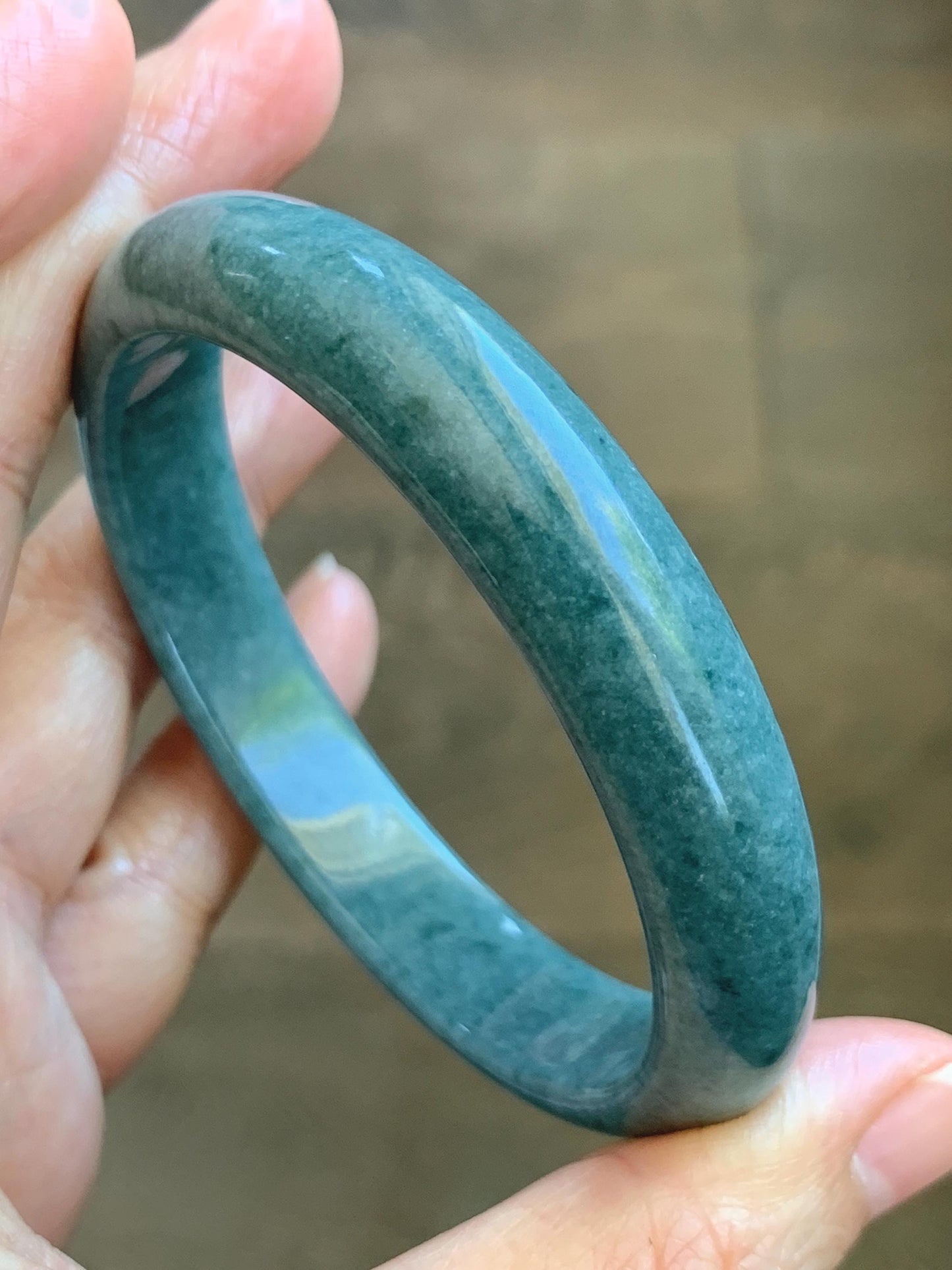 Certified Natural Grade A Guatemalan Icy Translucent Dusty Blue Jade Jadeite Wide Bangle Bracelet 58.33mm 7.21" 45.53g 天然危蓝糯种翡翠正圈手镯 1239