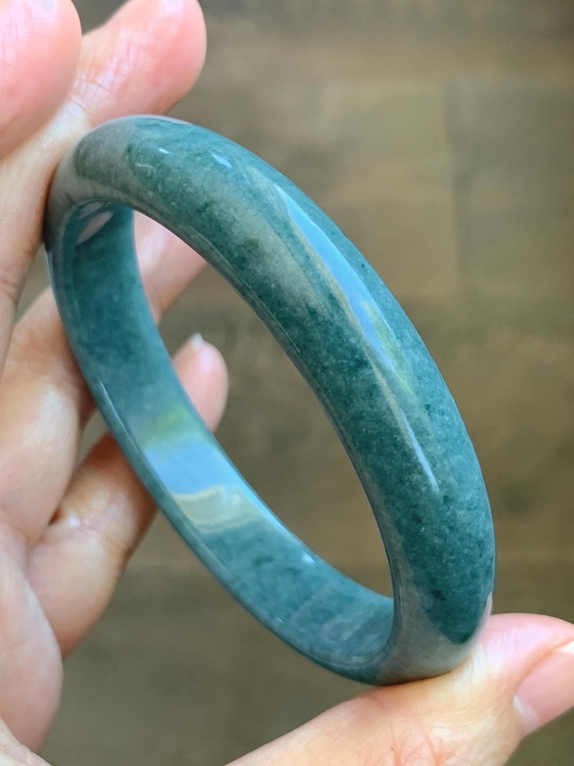 Certified Natural Grade A Guatemalan Icy Translucent Dusty Blue Jade Jadeite Wide Bangle Bracelet 58.33mm 7.21" 45.53g 天然危蓝糯种翡翠正圈手镯 1239