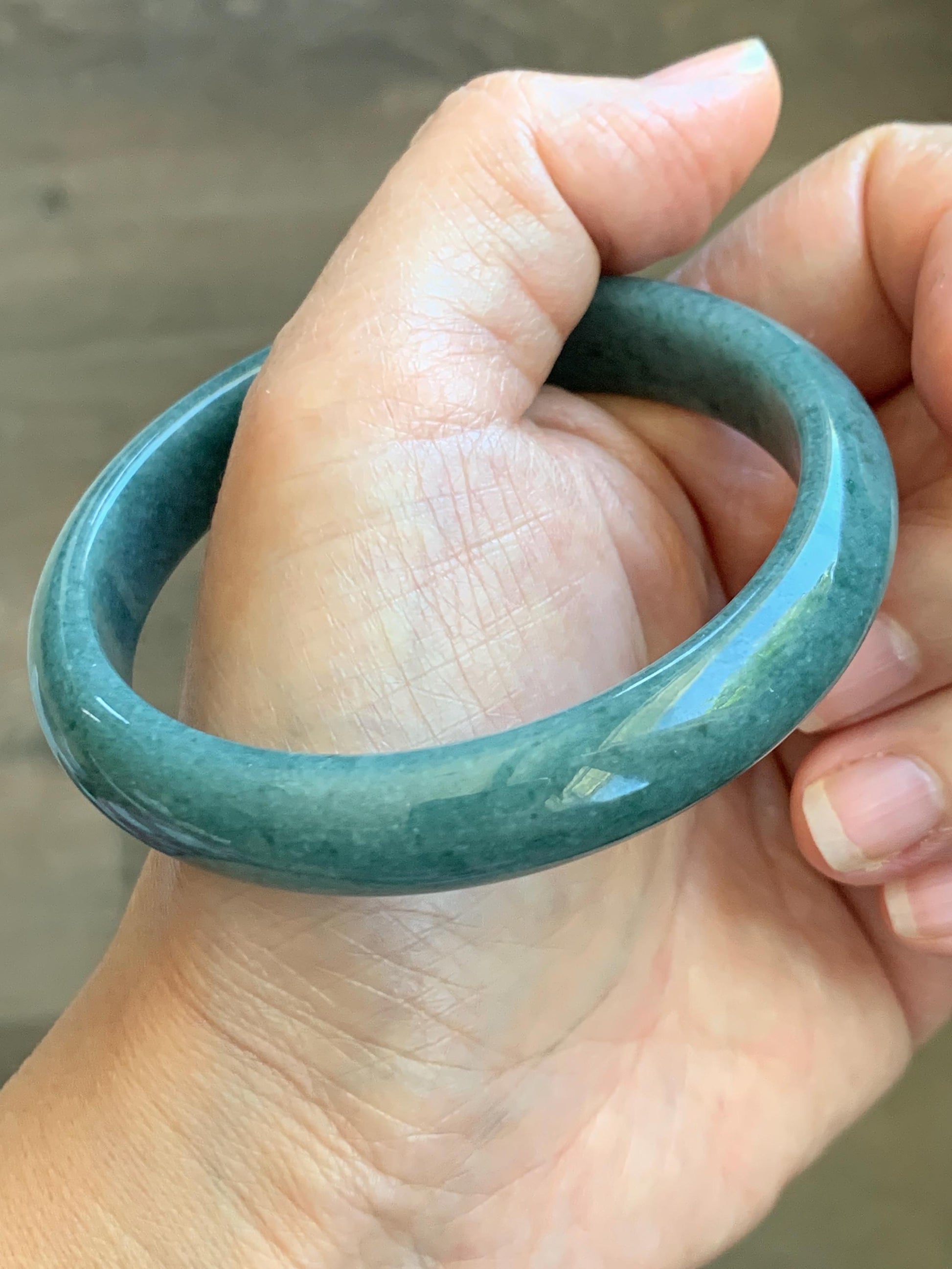 Certified Natural Grade A Guatemalan Icy Translucent Dusty Blue Jade Jadeite Wide Bangle Bracelet 58.33mm 7.21" 45.53g 天然危蓝糯种翡翠正圈手镯 1239