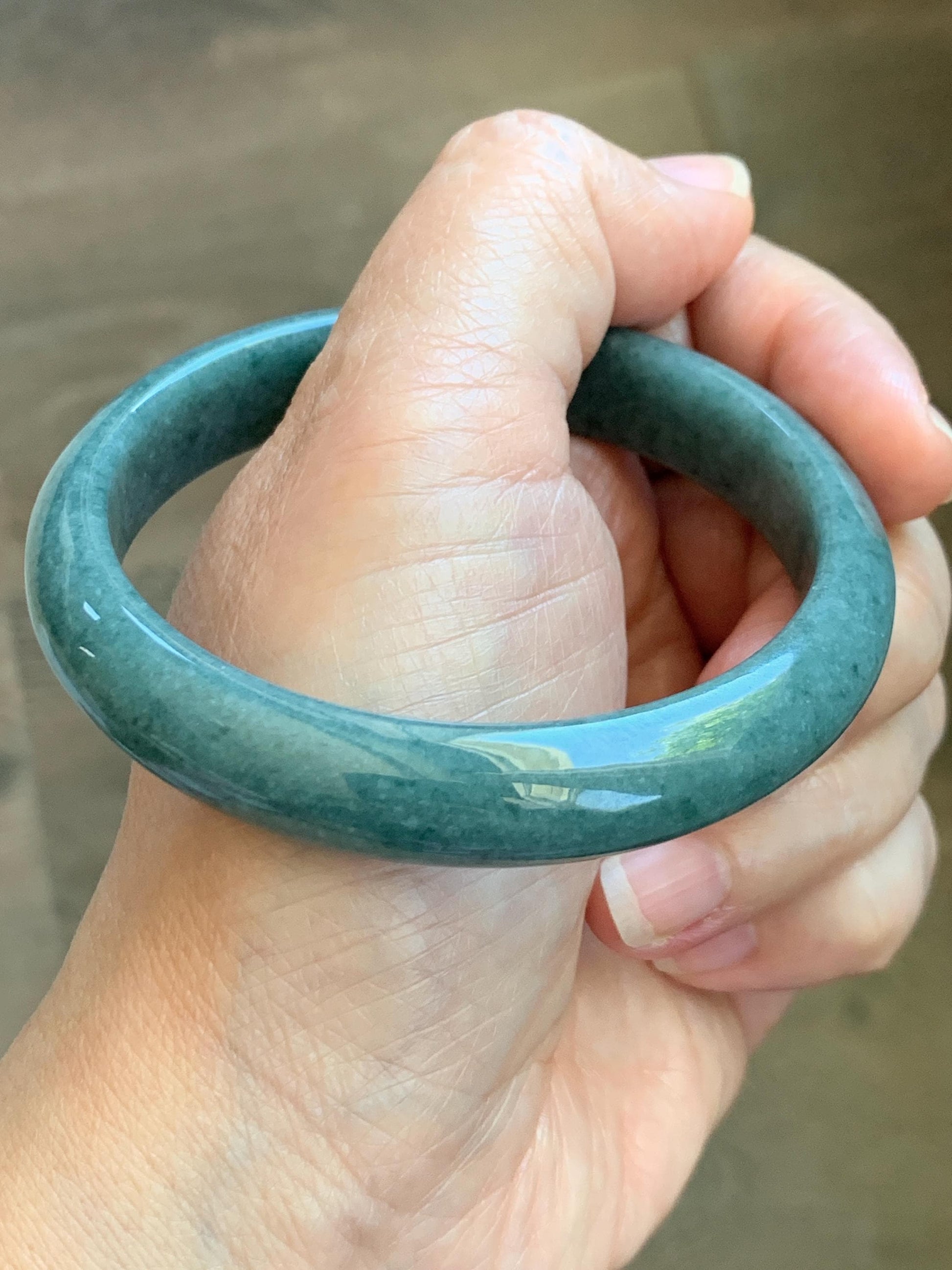 Certified Natural Grade A Guatemalan Icy Translucent Dusty Blue Jade Jadeite Wide Bangle Bracelet 58.33mm 7.21" 45.53g 天然危蓝糯种翡翠正圈手镯 1239