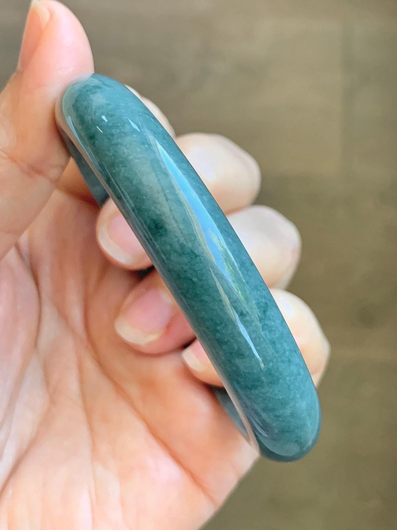 Certified Natural Grade A Guatemalan Icy Translucent Dusty Blue Jade Jadeite Wide Bangle Bracelet 58.35mm 7.21" 45.5g 天然危蓝糯种翡翠正圈手镯 1235