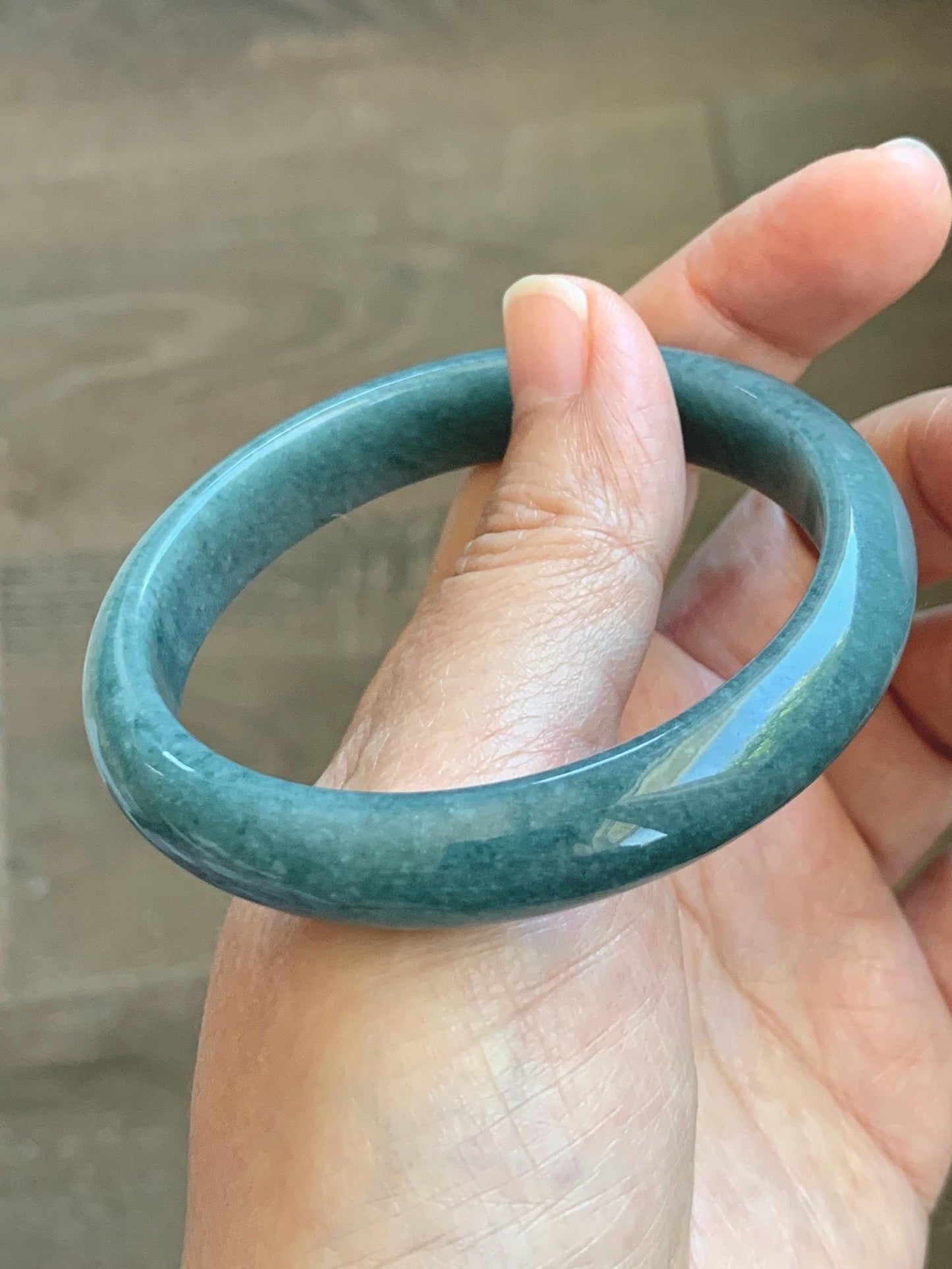 Certified Natural Grade A Guatemalan Icy Translucent Dusty Blue Jade Jadeite Wide Bangle Bracelet 58.35mm 7.21" 45.5g 天然危蓝糯种翡翠正圈手镯 1235