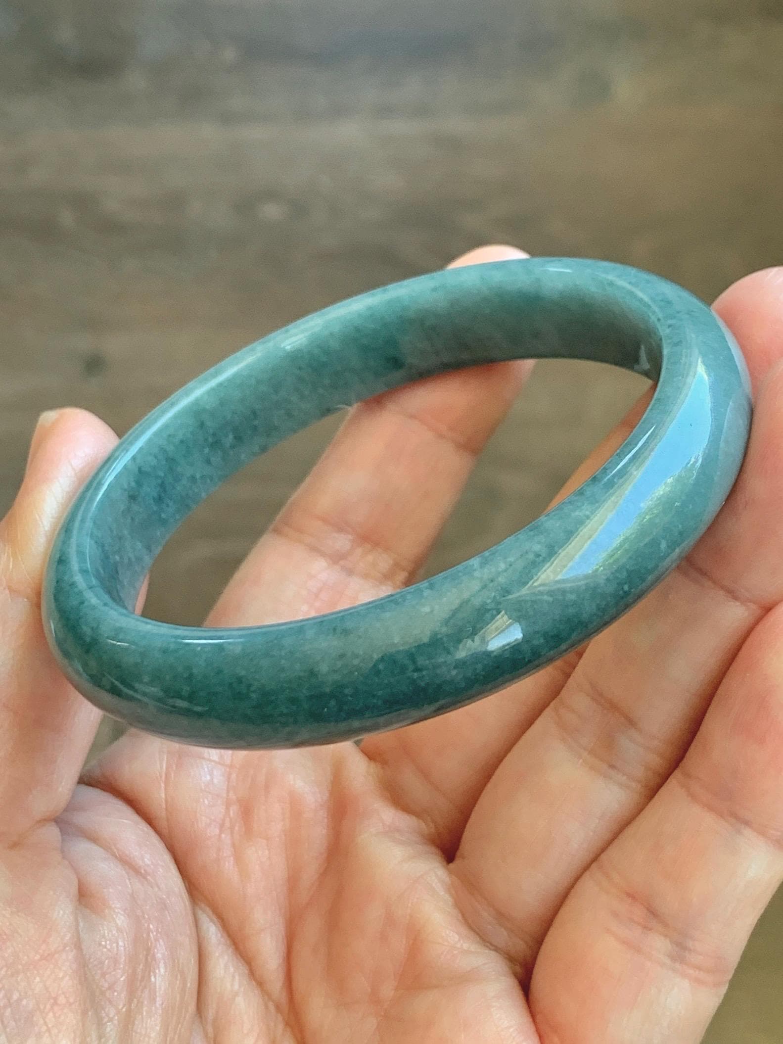 Certified Natural Grade A Guatemalan Icy Translucent Dusty Blue Jade Jadeite Wide Bangle Bracelet 58.35mm 7.21" 45.5g 天然危蓝糯种翡翠正圈手镯 1235