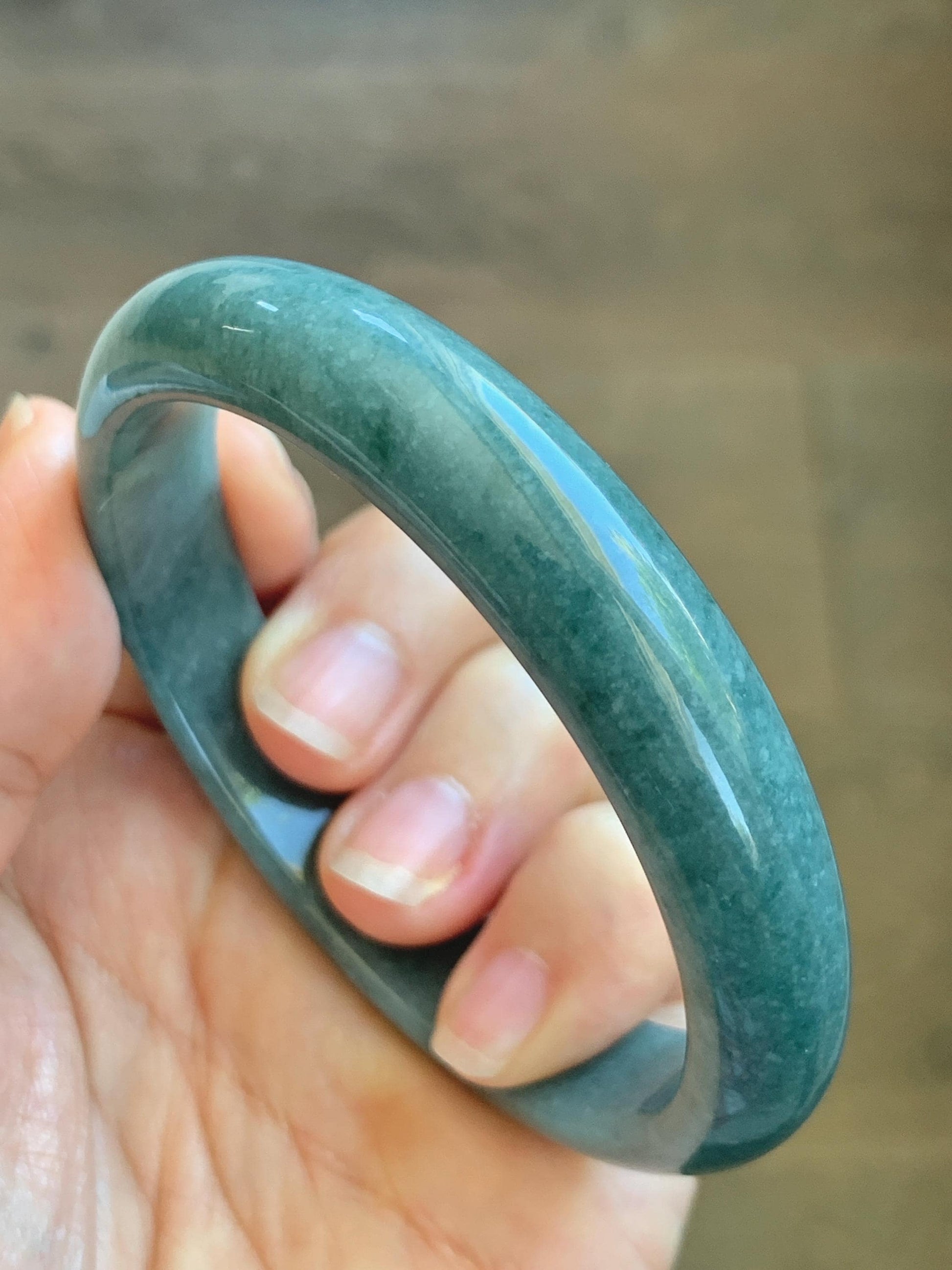 Certified Natural Grade A Guatemalan Icy Translucent Dusty Blue Jade Jadeite Wide Bangle Bracelet 58.35mm 7.21" 45.5g 天然危蓝糯种翡翠正圈手镯 1235