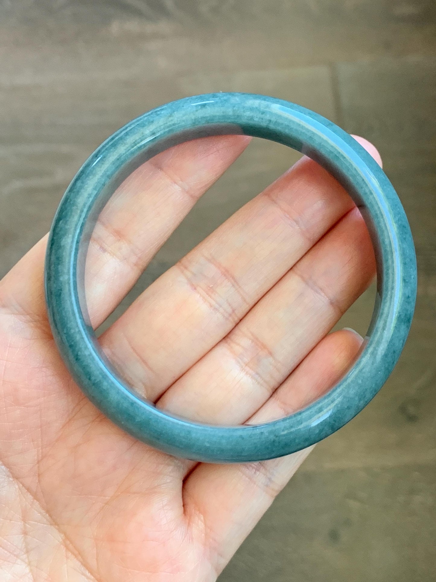 Certified Natural Grade A Guatemalan Icy Translucent Dusty Blue Jade Jadeite Wide Bangle Bracelet 58.35mm 7.21" 45.5g 天然危蓝糯种翡翠正圈手镯 1235