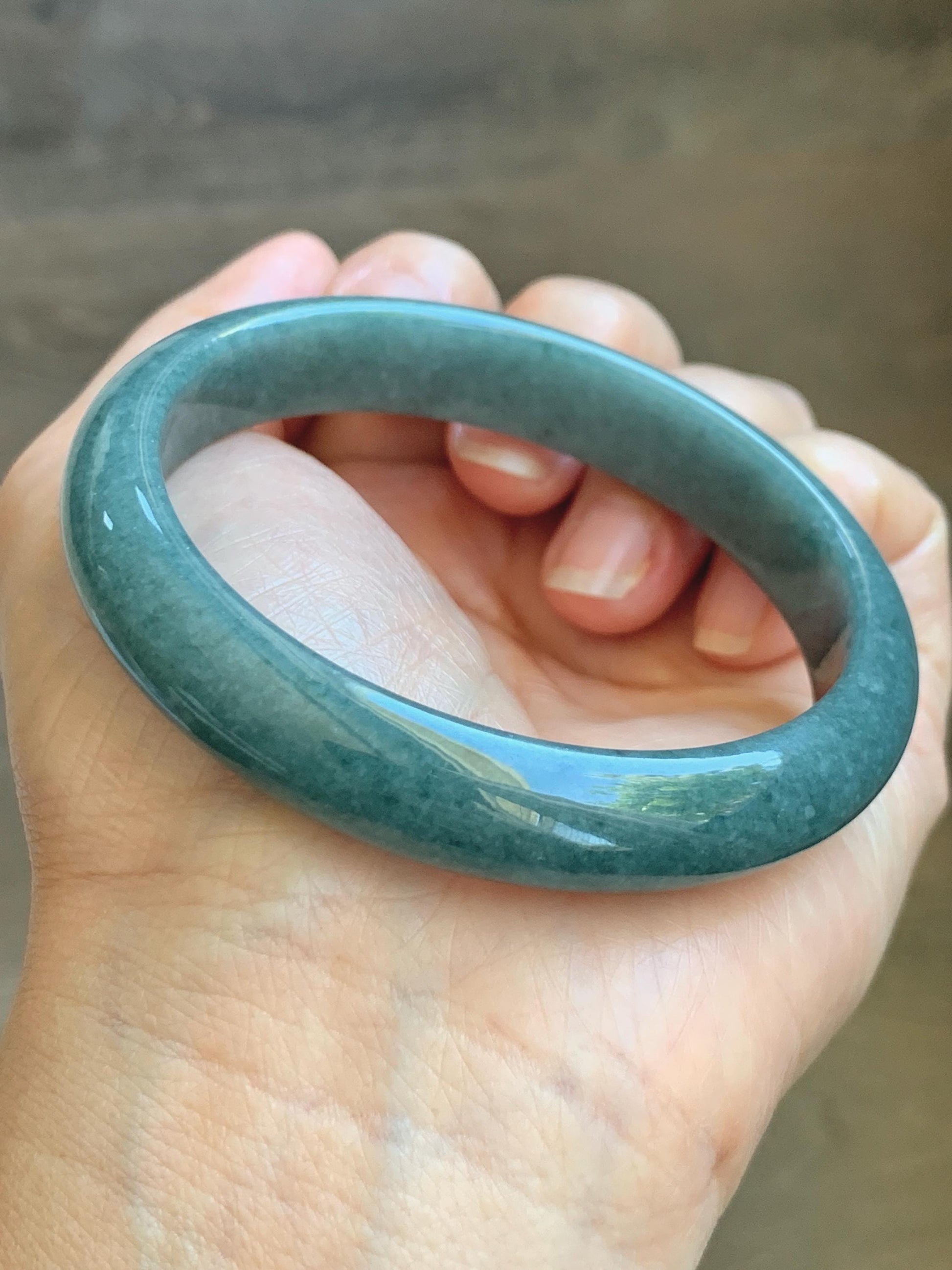 Certified Natural Grade A Guatemalan Icy Translucent Dusty Blue Jade Jadeite Wide Bangle Bracelet 58.35mm 7.21" 45.5g 天然危蓝糯种翡翠正圈手镯 1235