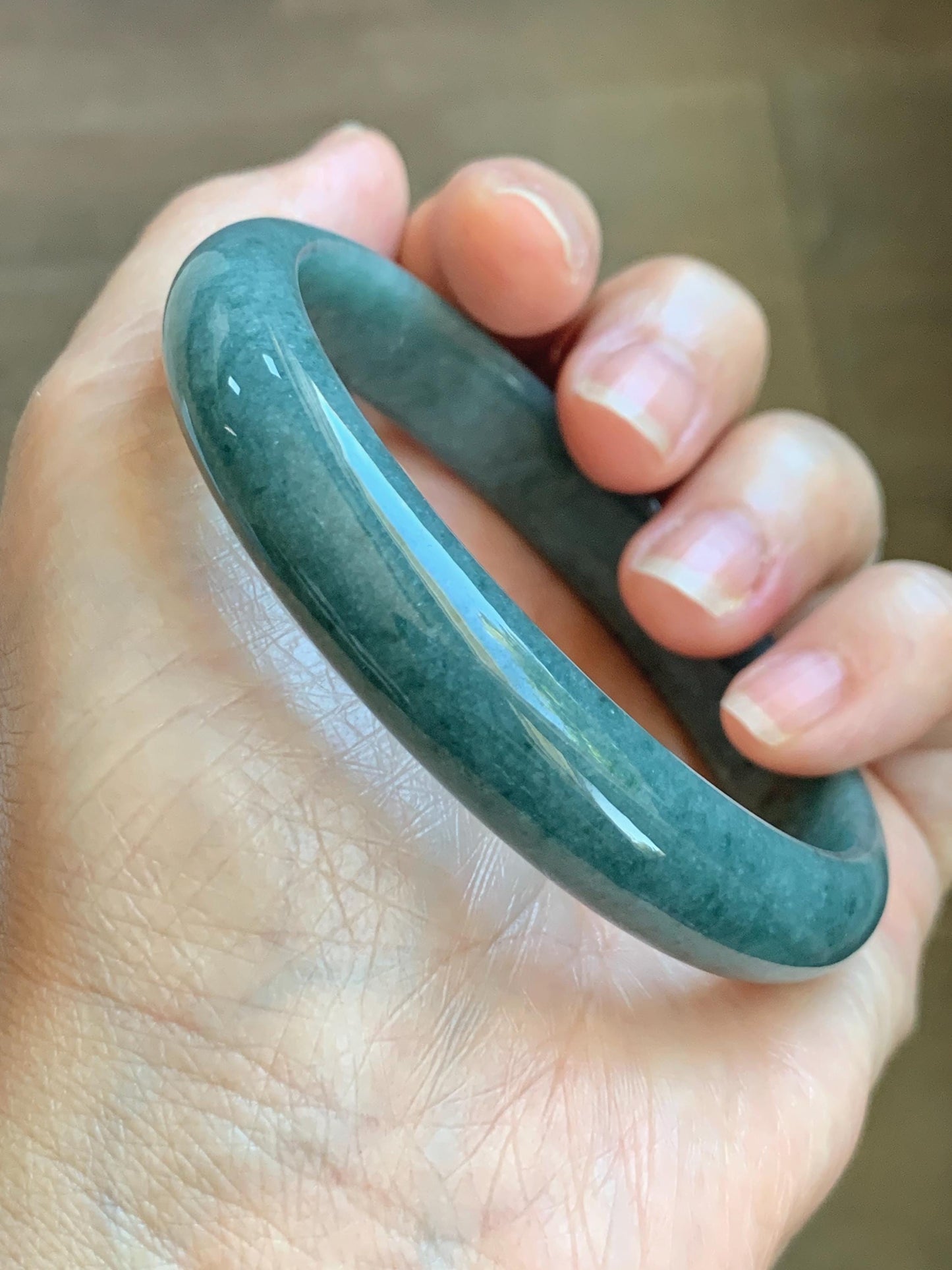 Certified Natural Grade A Guatemalan Icy Translucent Dusty Blue Jade Jadeite Wide Bangle Bracelet 60.75mm 7.51" 43.52g 天然危蓝糯种翡翠正圈手镯 1236