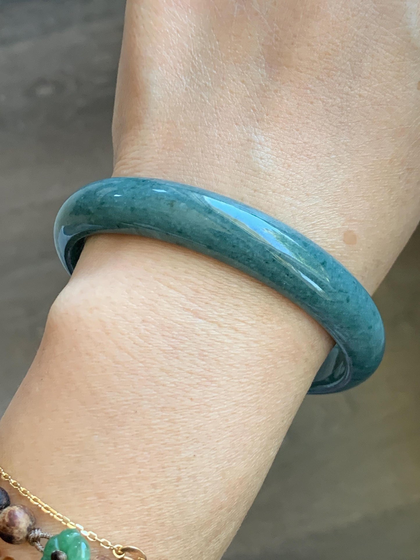 Certified Natural Grade A Guatemalan Icy Translucent Dusty Blue Jade Jadeite Wide Bangle Bracelet 60.75mm 7.51" 43.52g 天然危蓝糯种翡翠正圈手镯 1236