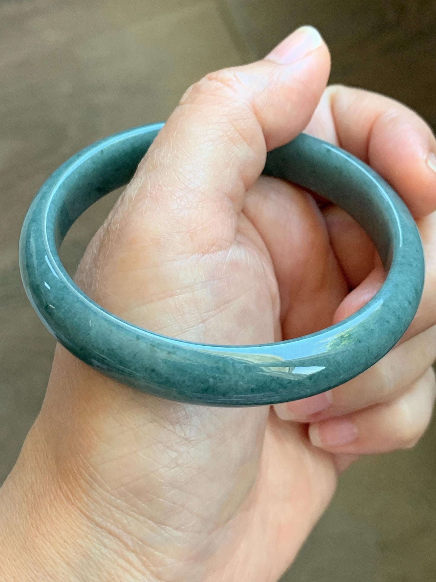 Certified Natural Grade A Guatemalan Icy Translucent Dusty Blue Jade Jadeite Wide Bangle Bracelet 60.75mm 7.51" 43.52g 天然危蓝糯种翡翠正圈手镯 1236