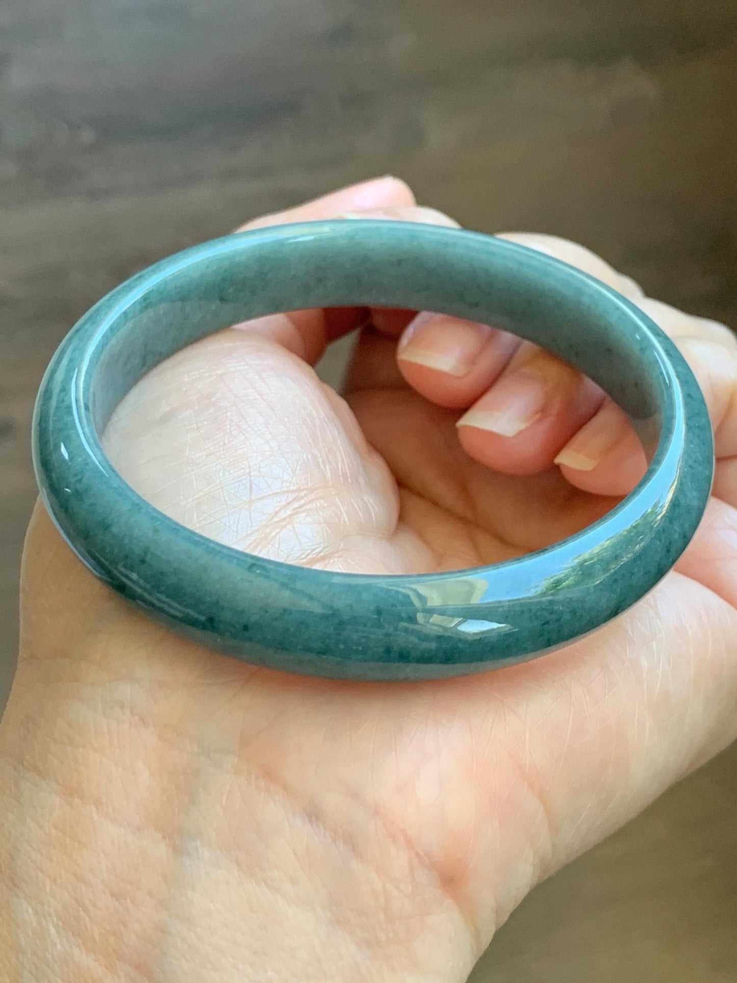 Certified Natural Grade A Guatemalan Icy Translucent Dusty Blue Jade Jadeite Wide Bangle Bracelet 60.75mm 7.51" 43.52g 天然危蓝糯种翡翠正圈手镯 1236