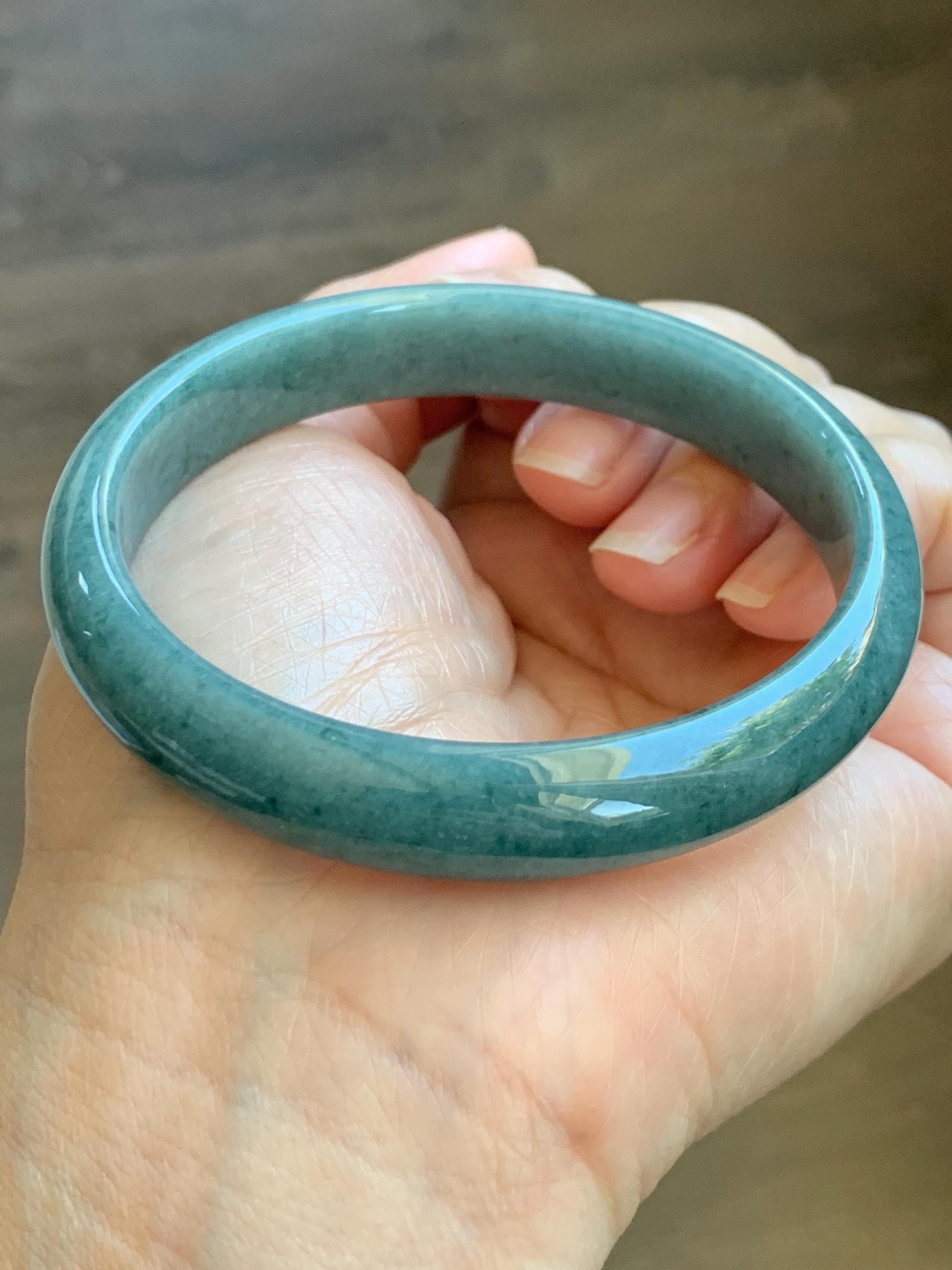Certified Natural Grade A Guatemalan Icy Translucent Dusty Blue Jade Jadeite Wide Bangle Bracelet 60.75mm 7.51" 43.52g 天然危蓝糯种翡翠正圈手镯 1236