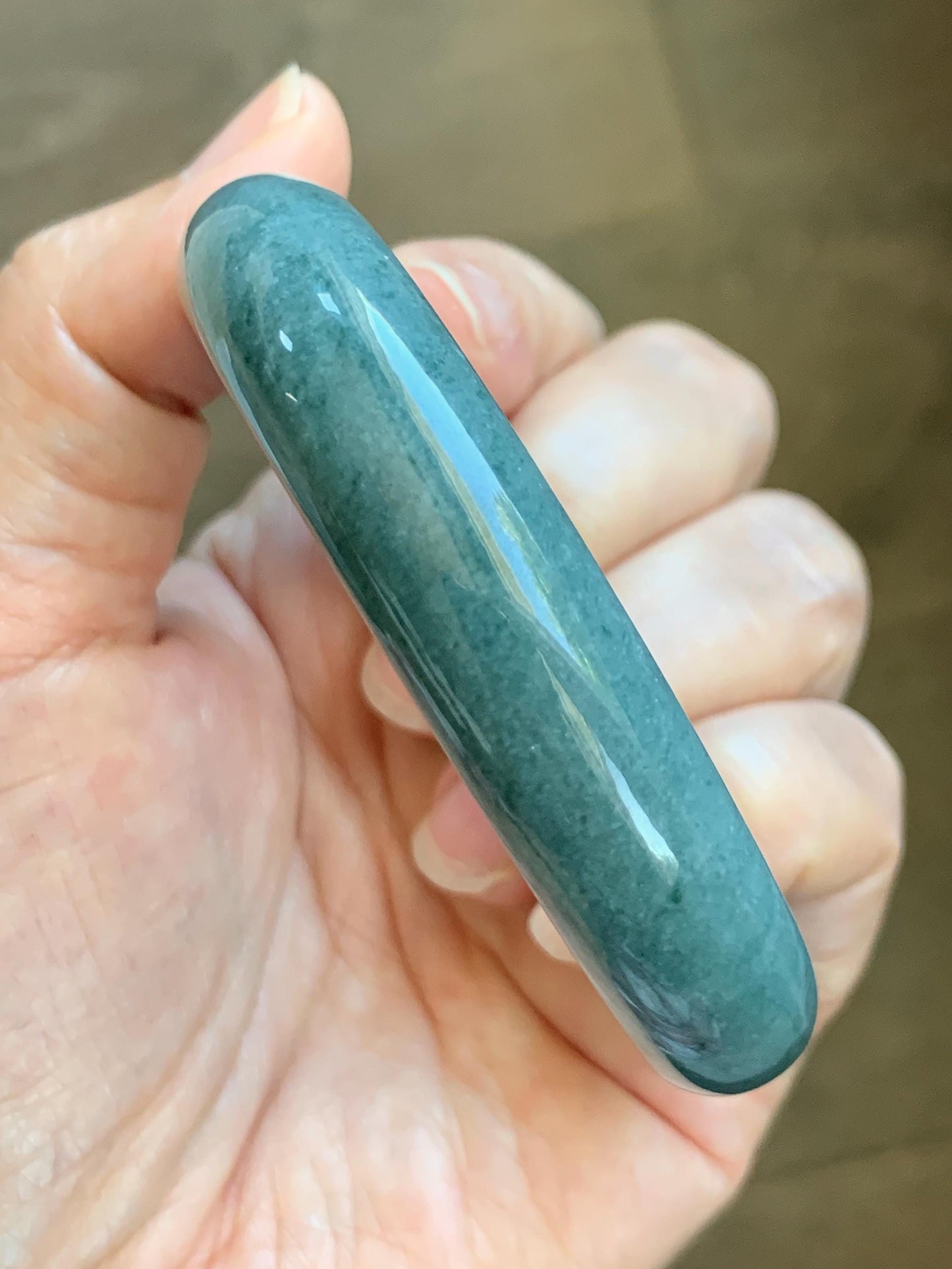 Certified Natural Grade A Guatemalan Icy Translucent Dusty Blue Jade Jadeite Wide Bangle Bracelet 60.76mm 7.51" 54.16g 天然危蓝糯种翡翠正圈手镯 1233