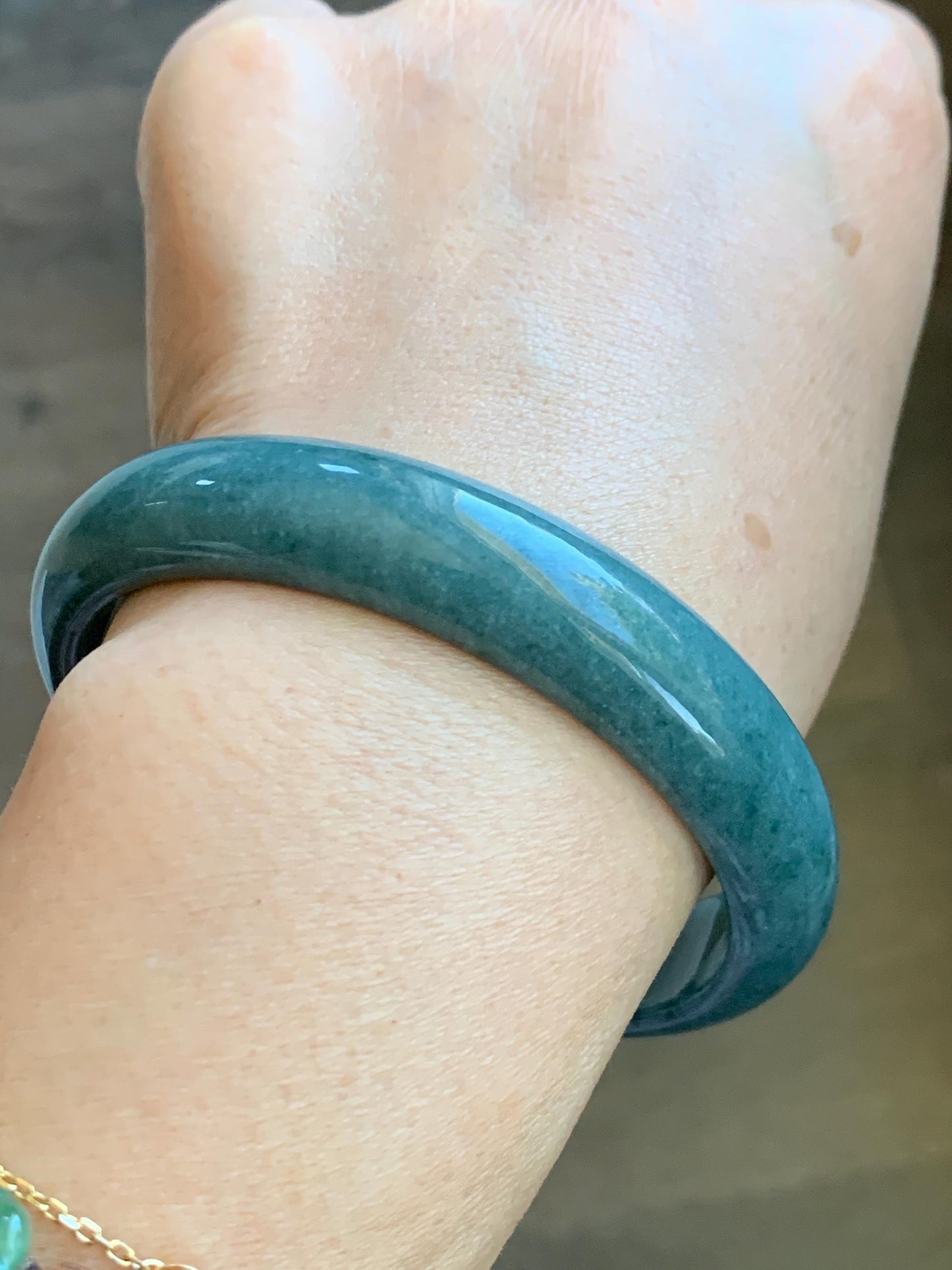 Certified Natural Grade A Guatemalan Icy Translucent Dusty Blue Jade Jadeite Wide Bangle Bracelet 60.76mm 7.51" 54.16g 天然危蓝糯种翡翠正圈手镯 1233