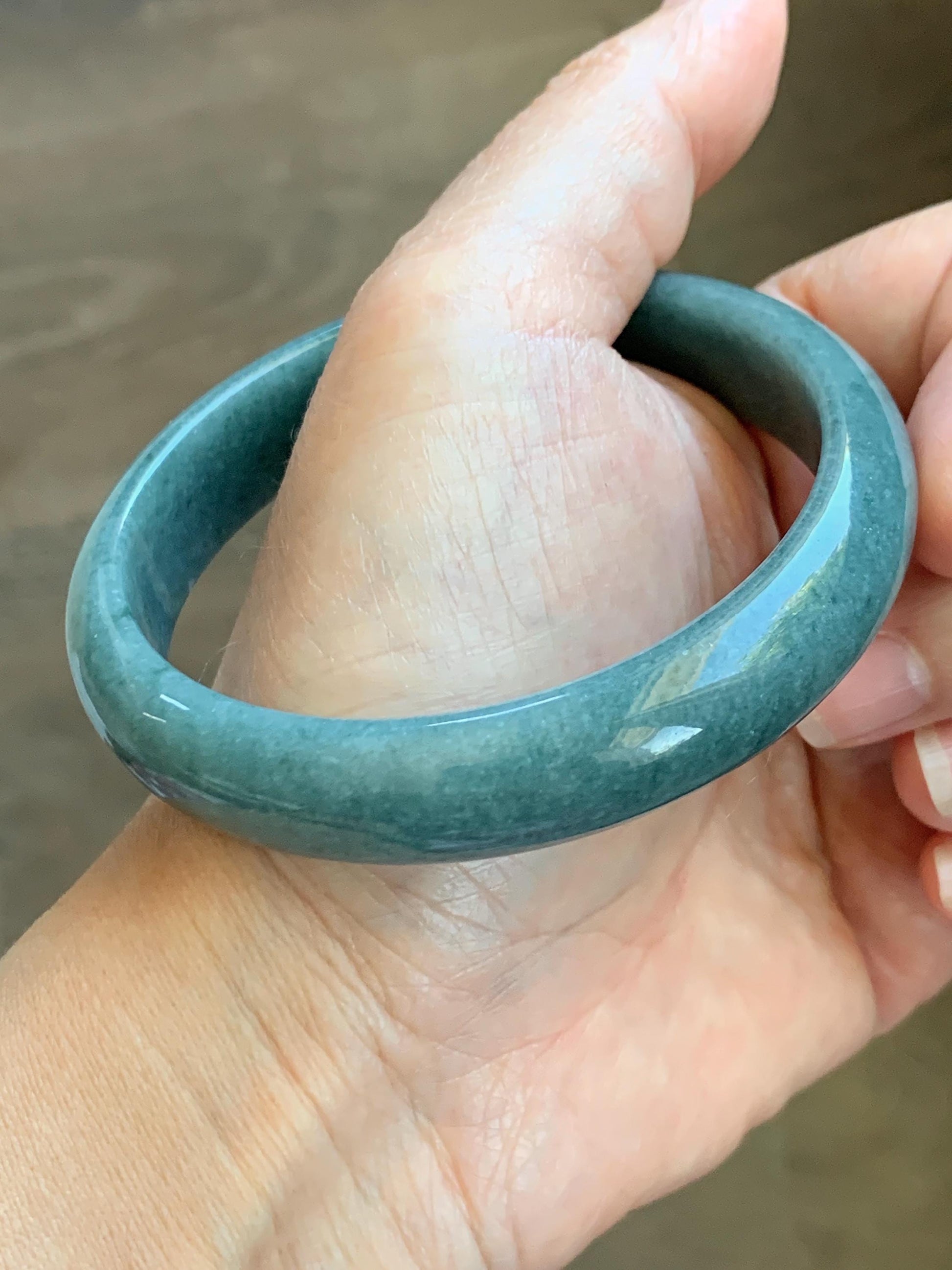 Certified Natural Grade A Guatemalan Icy Translucent Dusty Blue Jade Jadeite Wide Bangle Bracelet 60.76mm 7.51" 54.16g 天然危蓝糯种翡翠正圈手镯 1233