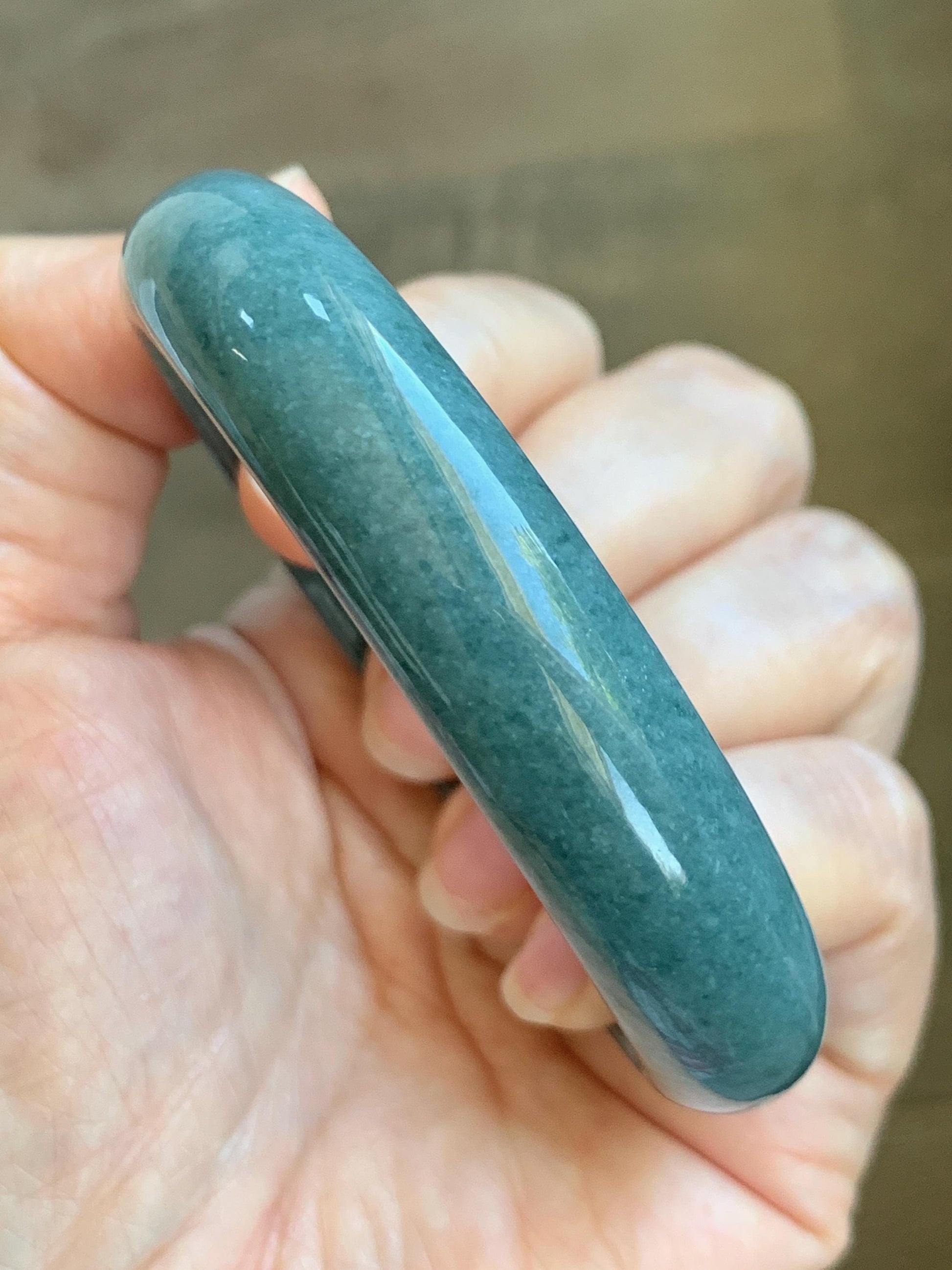 Certified Natural Grade A Guatemalan Icy Translucent Dusty Blue Jade Jadeite Wide Bangle Bracelet 60.76mm 7.51" 54.16g 天然危蓝糯种翡翠正圈手镯 1233
