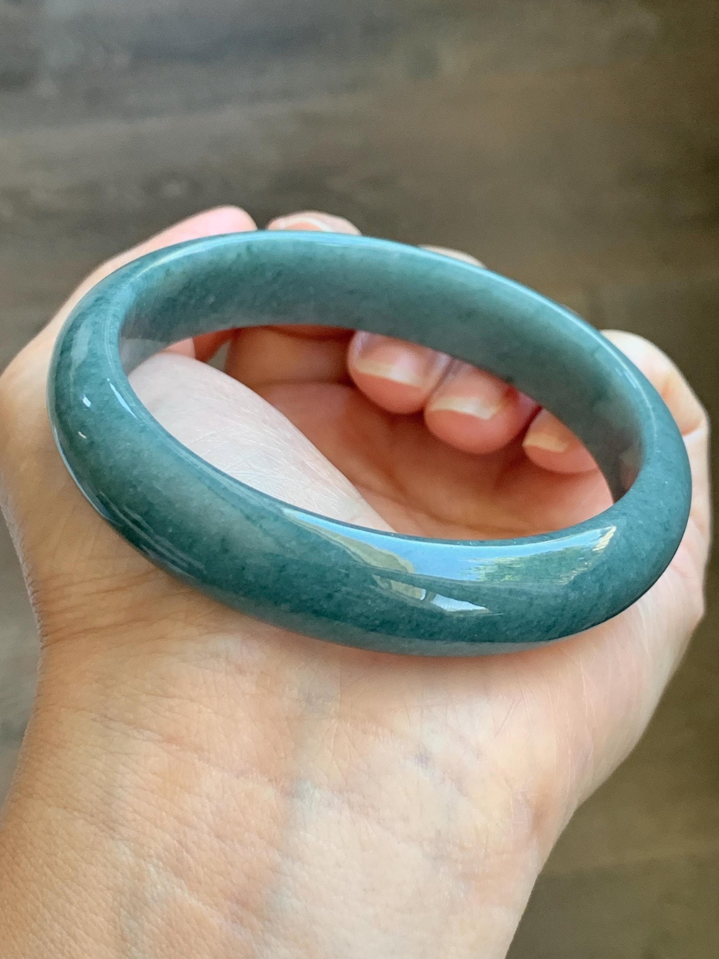 Certified Natural Grade A Guatemalan Icy Translucent Dusty Blue Jade Jadeite Wide Bangle Bracelet 60.76mm 7.51" 54.16g 天然危蓝糯种翡翠正圈手镯 1233