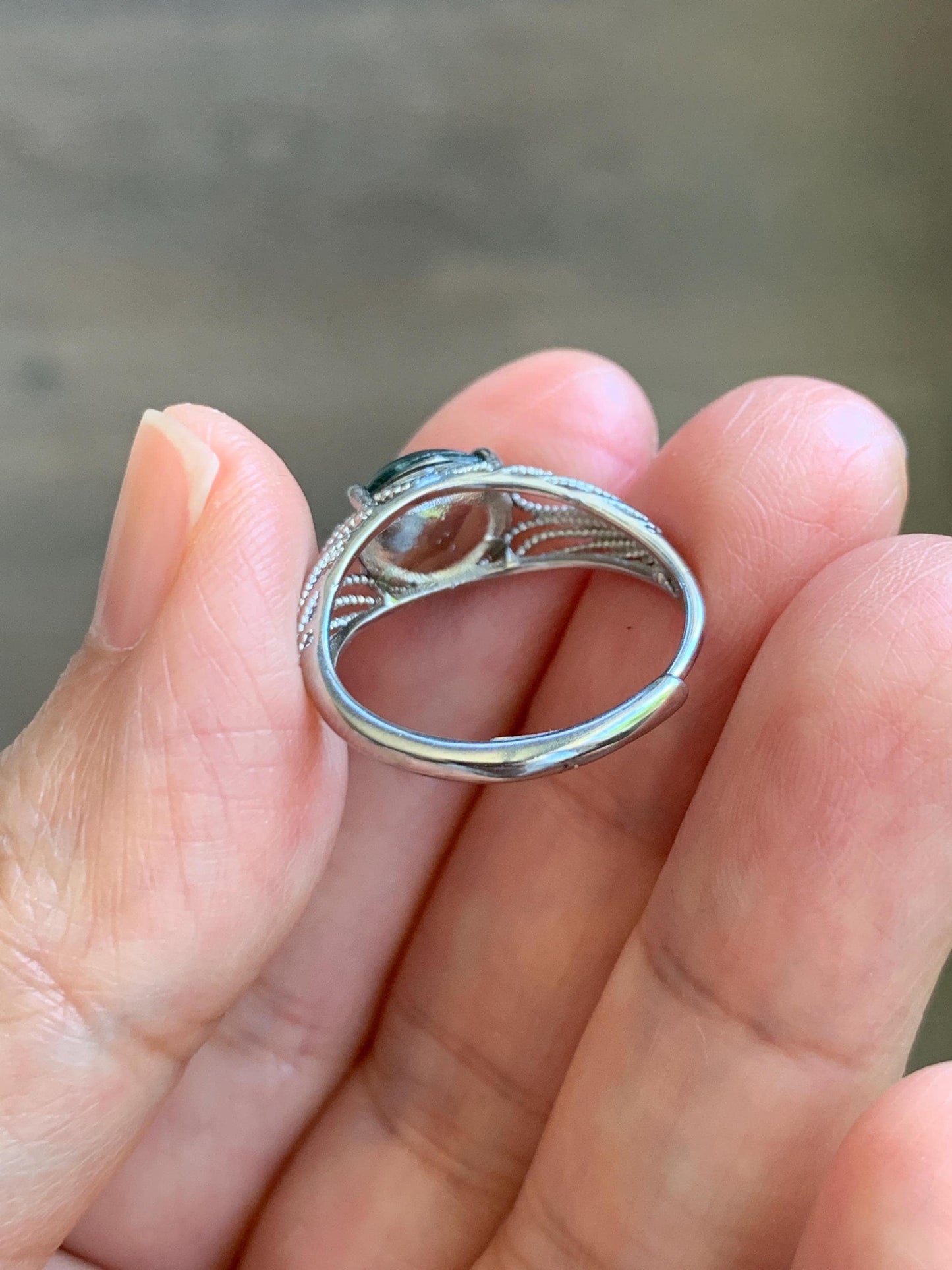 Natural Grade A Guatemalan Icy Translucent Vibrant Green Jade Jadeite Mermaid Tail Ring Sterling Silver Size Adjustable 天然冰危绿翡翠人鱼尾戒指 WLD107