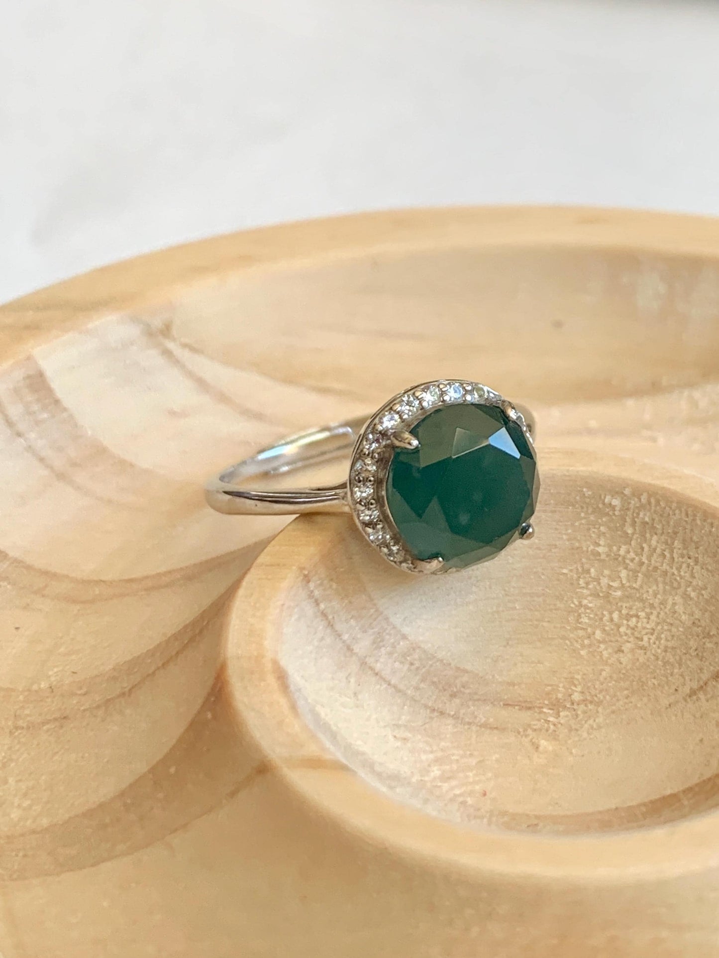 Natural Guatemalan Garde A Icy Dark Teal Blue Diamond Faceted Jade Jadeite Ring Sterling Silver Size Adjustable 天然冰危深蓝钻石切割面翡翠戒指 WSHQ68
