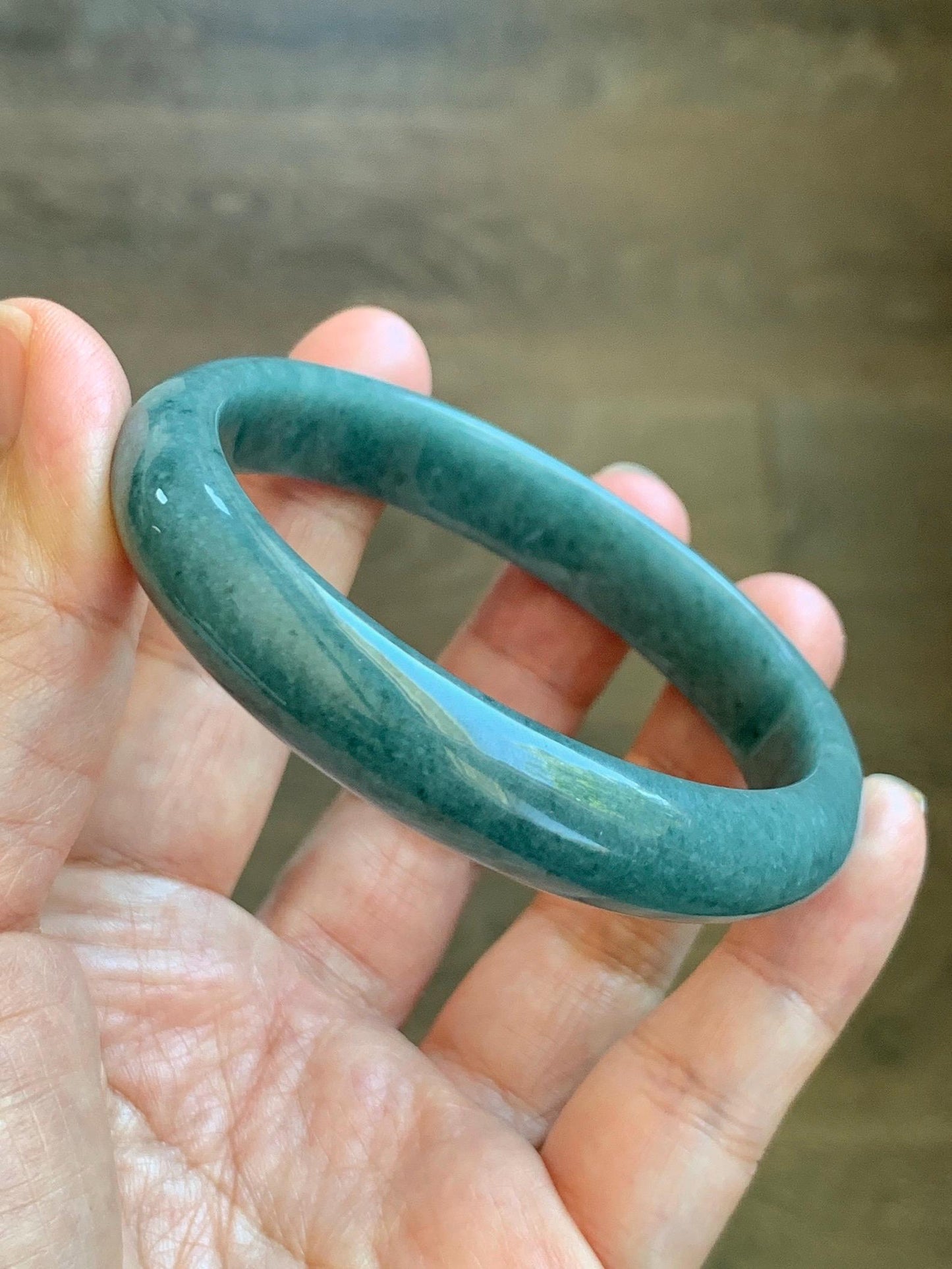 Certified Natural Grade A Guatemalan Icy Translucent Dusty Blue Jade Jadeite Wide Bangle Bracelet 58.4mm 7.22” 44.76g 天然危蓝糯种翡翠正圈手镯 1237