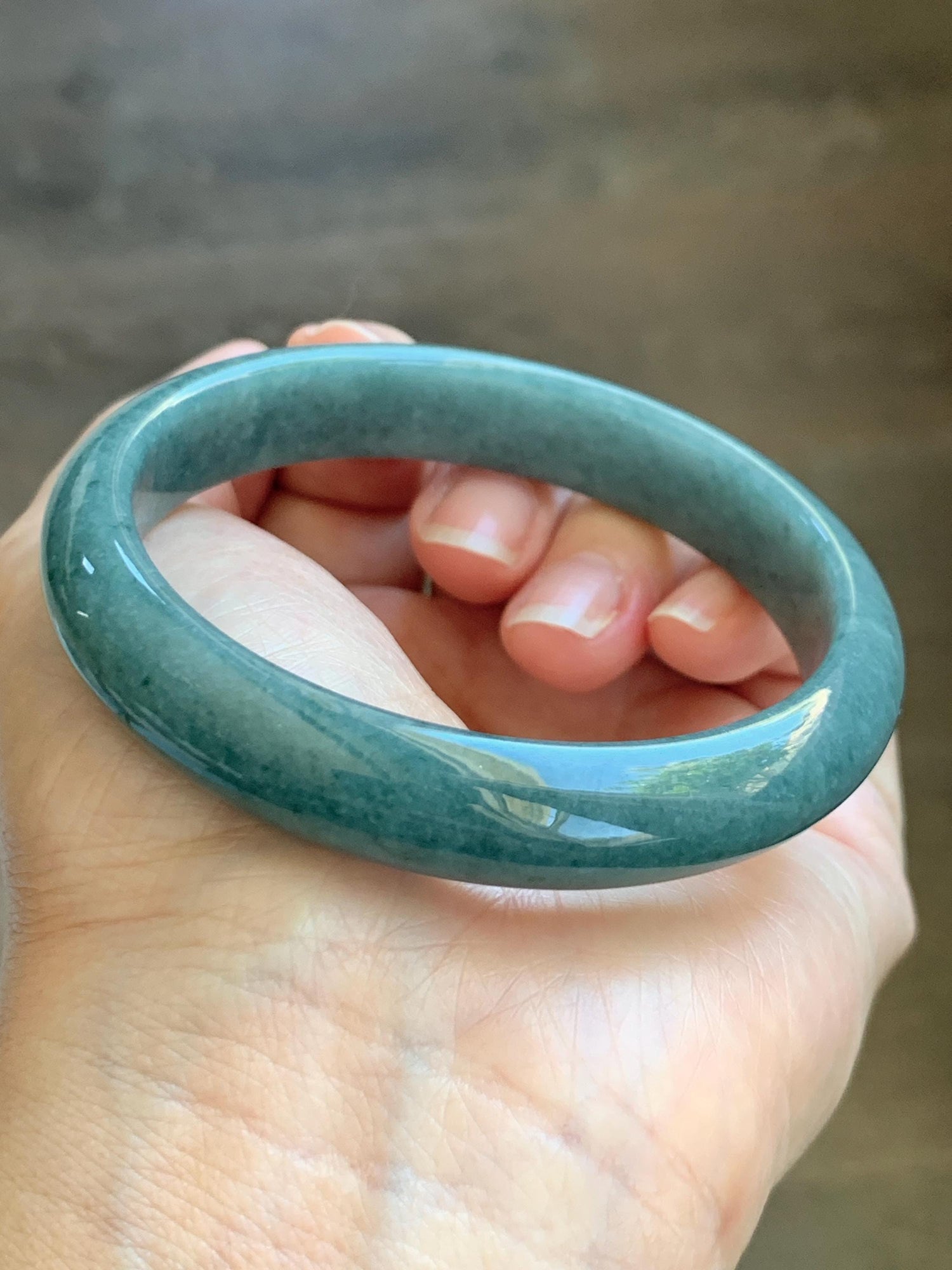 Certified Natural Grade A Guatemalan Icy Translucent Dusty Blue Jade Jadeite Wide Bangle Bracelet 58.4mm 7.22” 44.76g 天然危蓝糯种翡翠正圈手镯 1237