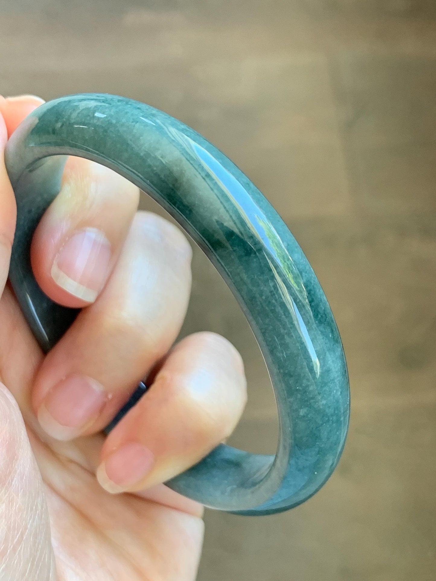 Certified Natural Grade A Guatemalan Icy Translucent Dusty Blue Jade Jadeite Wide Bangle Bracelet 58.4mm 7.22” 45.3g AS IS 天然危蓝糯种翡翠正圈手镯 1237