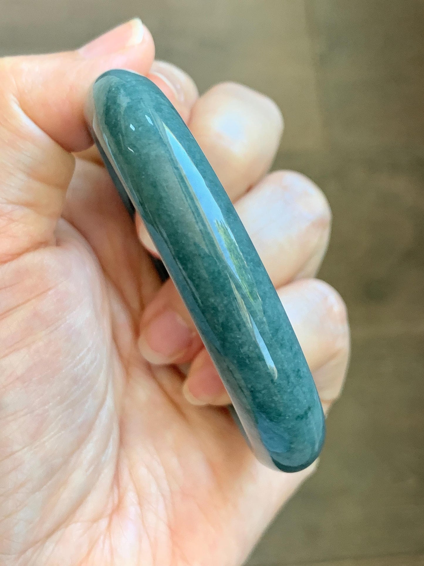 Certified Natural Grade A Guatemalan Icy Translucent Dusty Blue Jade Jadeite Wide Bangle Bracelet 58.4mm 7.22” 45.3g AS IS 天然危蓝糯种翡翠正圈手镯 1237