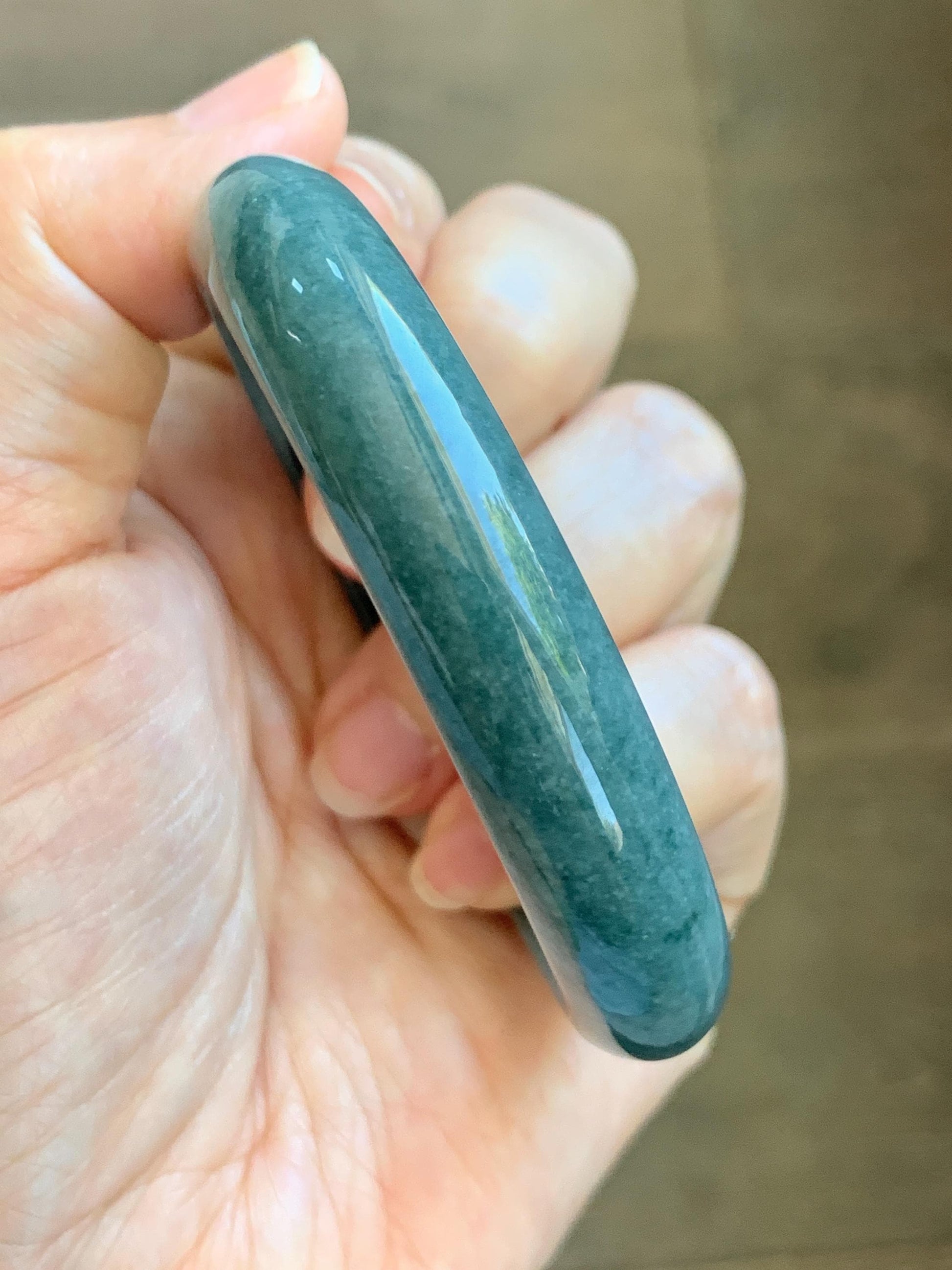 Certified Natural Grade A Guatemalan Icy Translucent Dusty Blue Jade Jadeite Wide Bangle Bracelet 58.4mm 7.22” 45.3g AS IS 天然危蓝糯种翡翠正圈手镯 1237