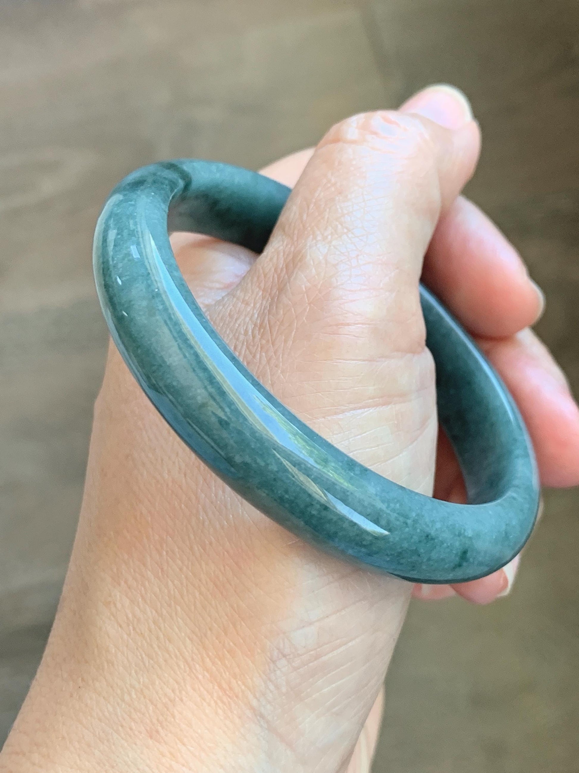 Certified Natural Grade A Guatemalan Icy Translucent Dusty Blue Jade Jadeite Wide Bangle Bracelet 58.4mm 7.22” 45.3g AS IS 天然危蓝糯种翡翠正圈手镯 1237
