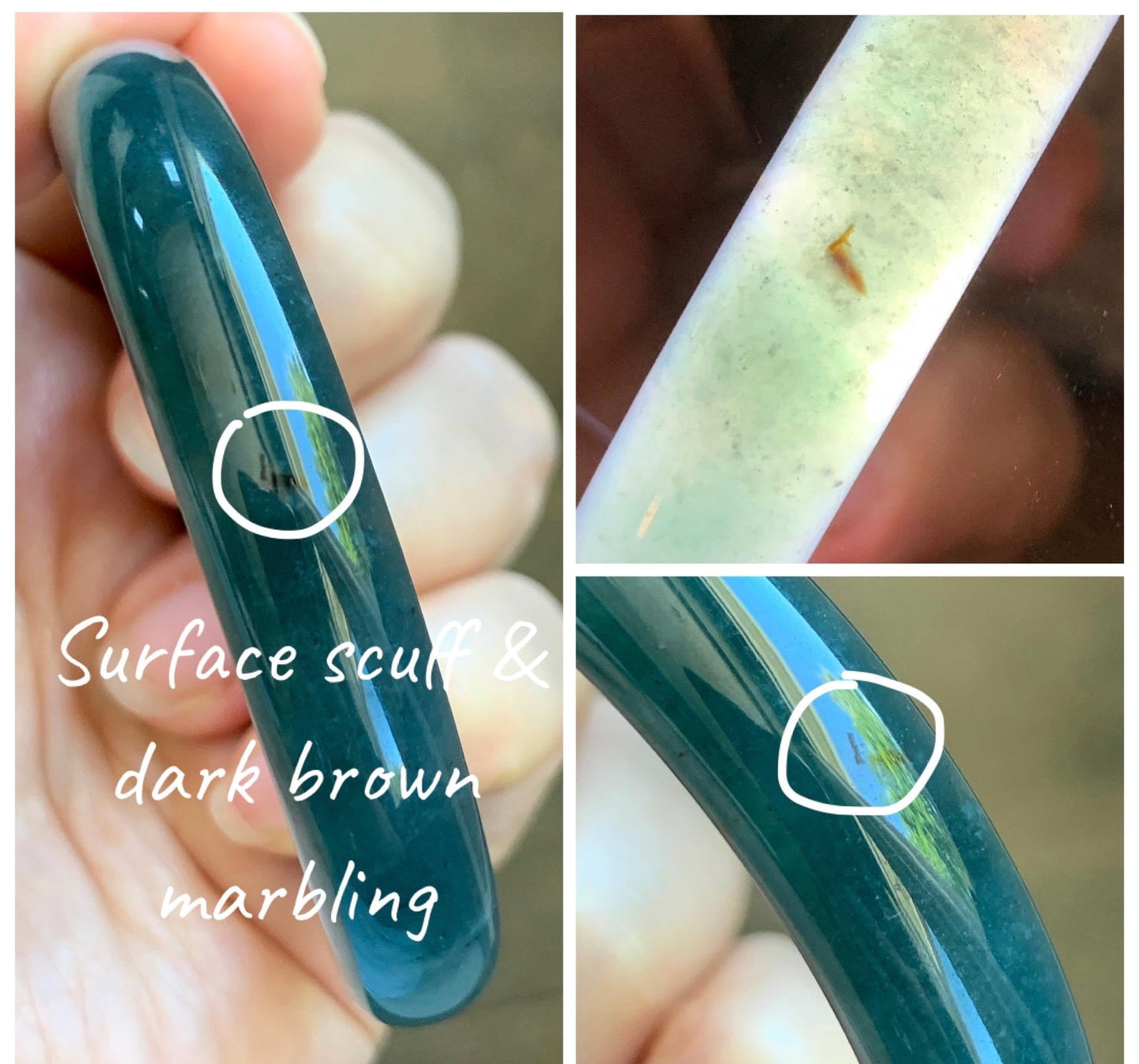 Certified Natural Grade A Guatemalan Icy Translucent Dark Teal Blue Wuji Jade Jadeite Wide Bangle 55.09mm 6.81” 36.9g 天然冰危深蓝绿翡翠正圈宽版手镯 1214
