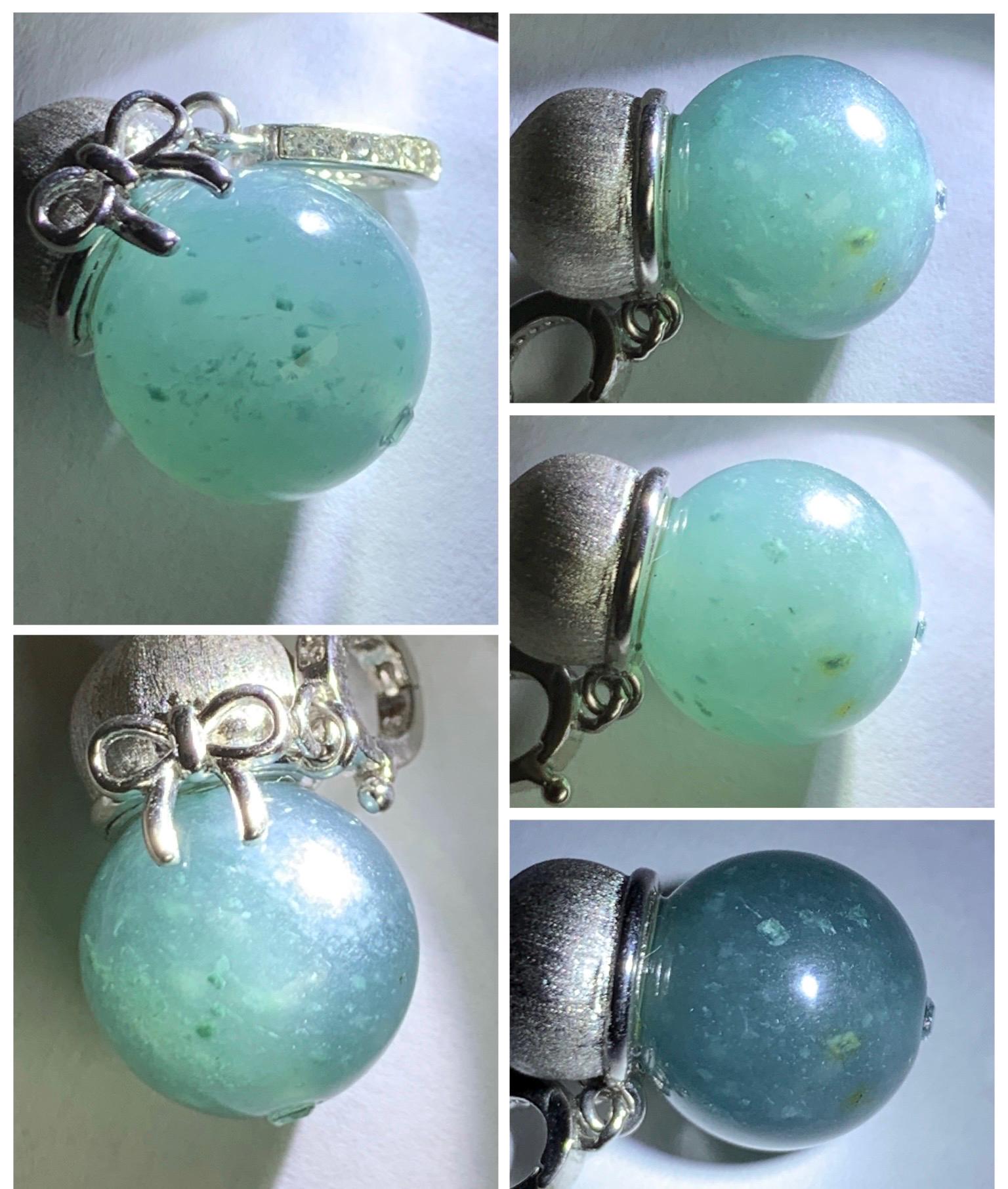 Natural Grade A Guatemalan Icy Translucent Dark Blue Jade Jadeite Bead Gourd Hulu Pendant Sterling Silver 5g 天然冰危是蓝翡翠单珠葫芦镶嵌吊坠 DZH110