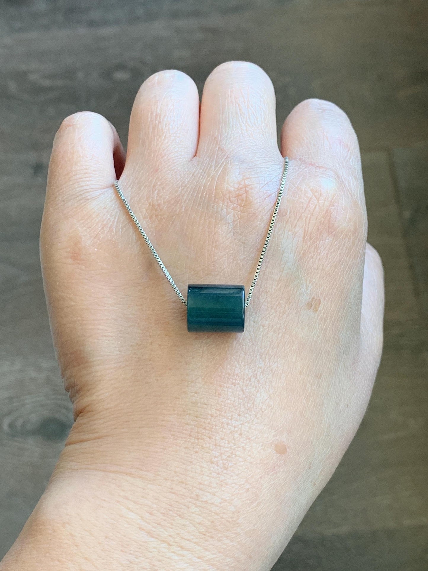 Natural Grade A Guatemalan Icy Translucent Dark Teal Blue Jade Jadeite Carved Shan Shui Band Ring Pendant & Barrel Bead 天然冰危深蓝绿翡翠山水戒圈WSX160A
