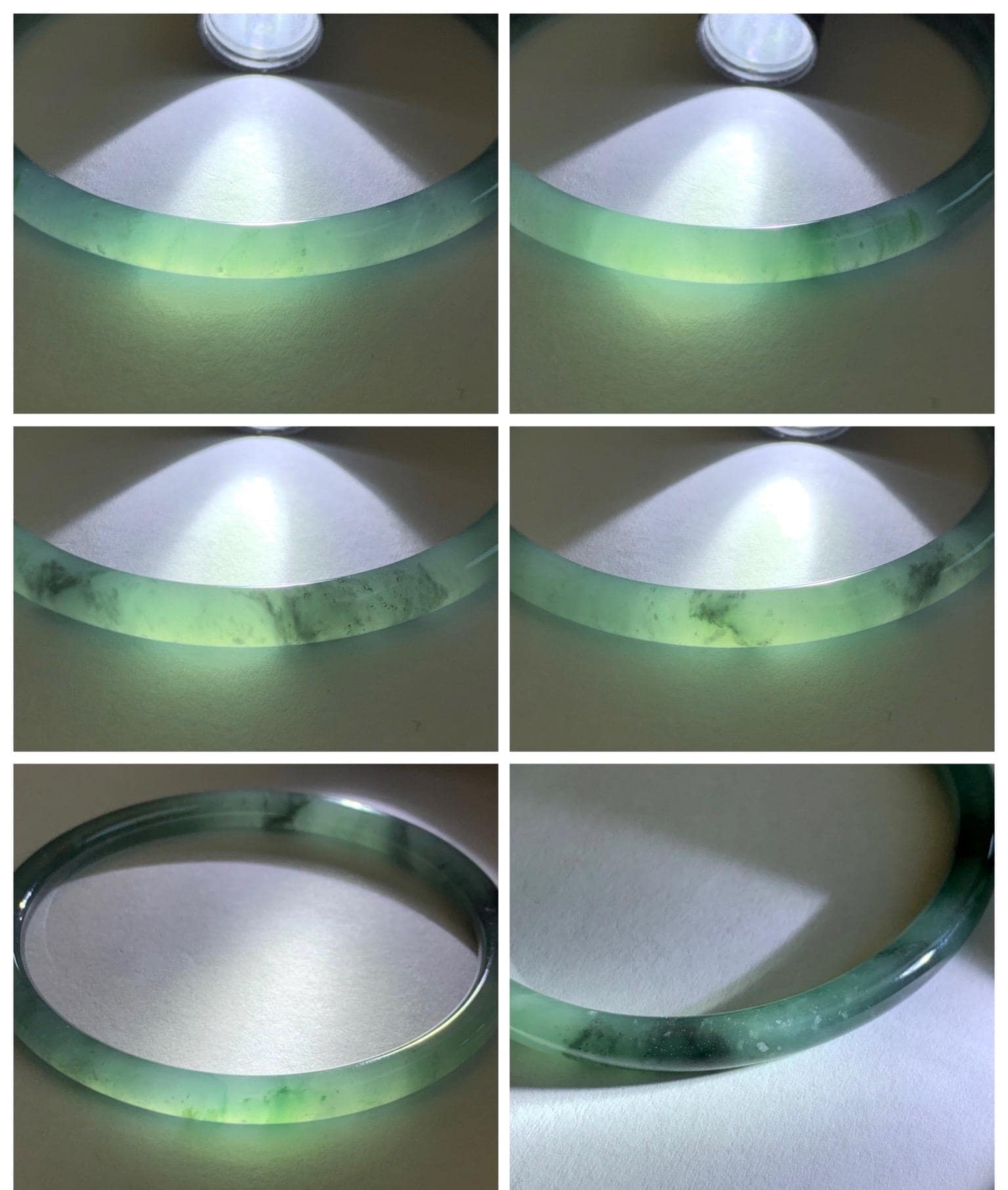 Certified Natural Grade A Guatemalan Icy Translucent Dusty Teal Green Wuji Jade Jadeite Slim Bangle 60.26mm 7.45” 17g 天然冰胶危蓝绿乌鸡翡翠细圆条手镯 1192