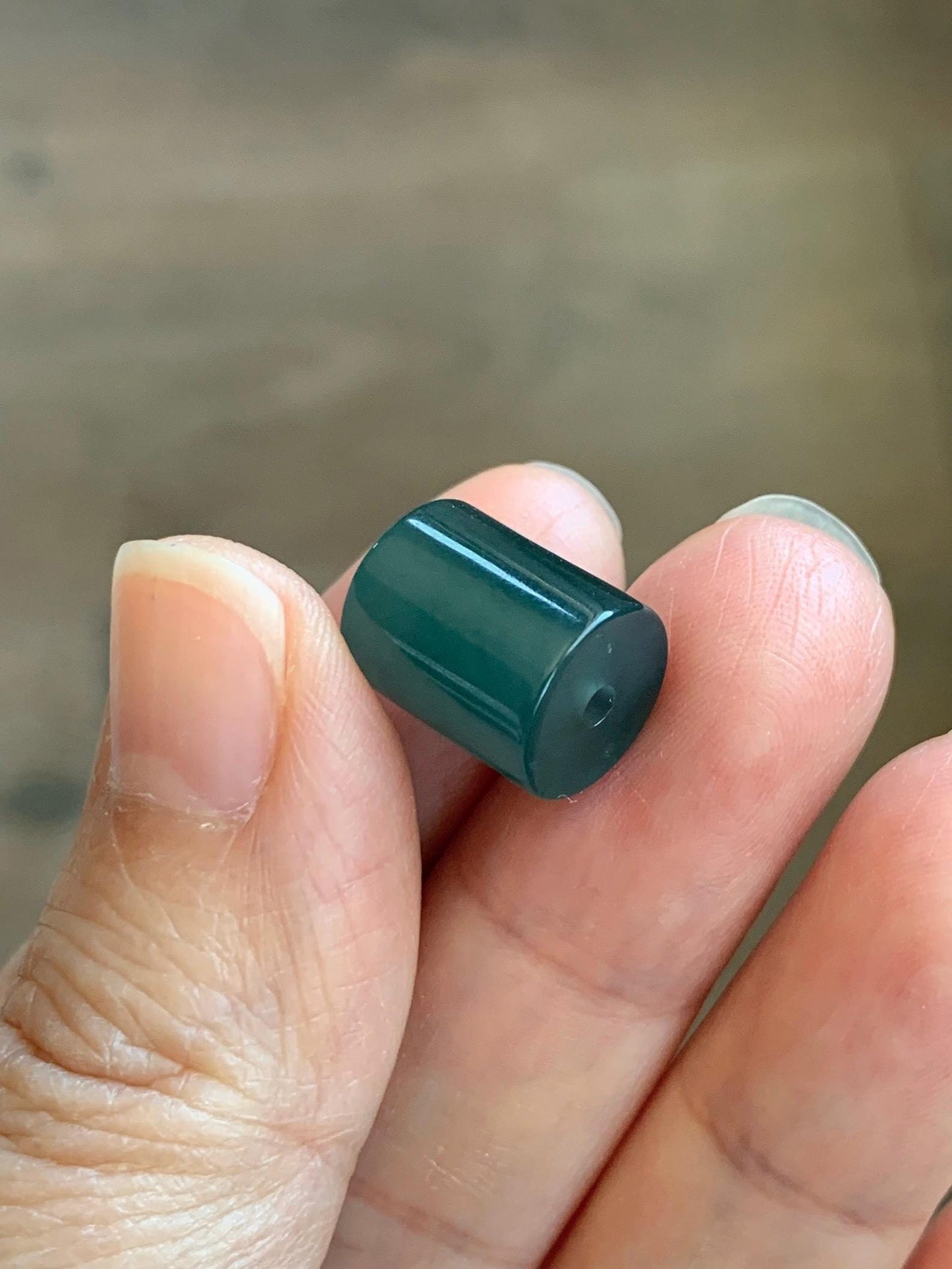 Natural Grade A Guatemalan Icy Translucent Dark Teal Blue Jade Jadeite Carved Shan Shui Band Ring Pendant & Barrel Bead 天然冰危深蓝绿翡翠山水戒圈WSX160B
