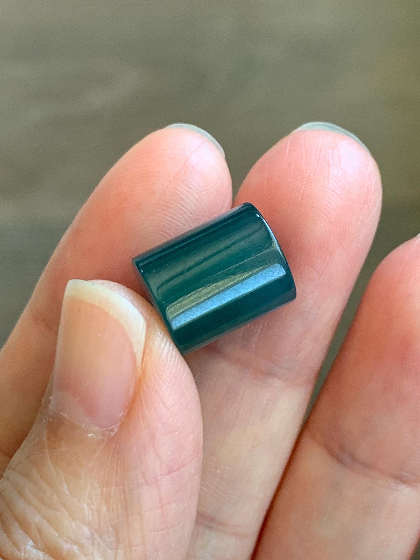 Natural Grade A Guatemalan Icy Translucent Dark Teal Blue Jade Jadeite Carved Shan Shui Band Ring Pendant & Barrel Bead 天然冰危深蓝绿翡翠山水戒圈WSX160B
