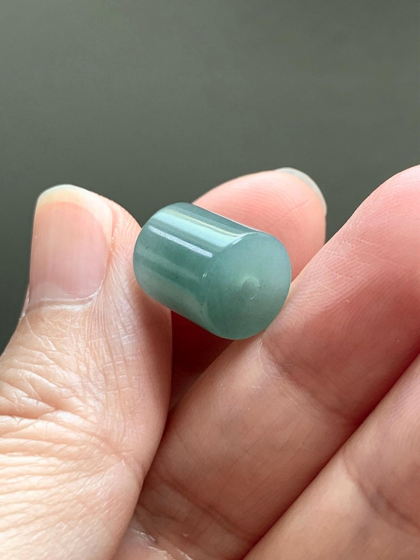 Natural Grade A Guatemalan Icy Translucent Light Teal Jade Jadeite Six Word Mantra Band Ring Pendant & Barrel Bead 天然冰危浅蓝绿翡翠六字戒桶珠 WLZ160B