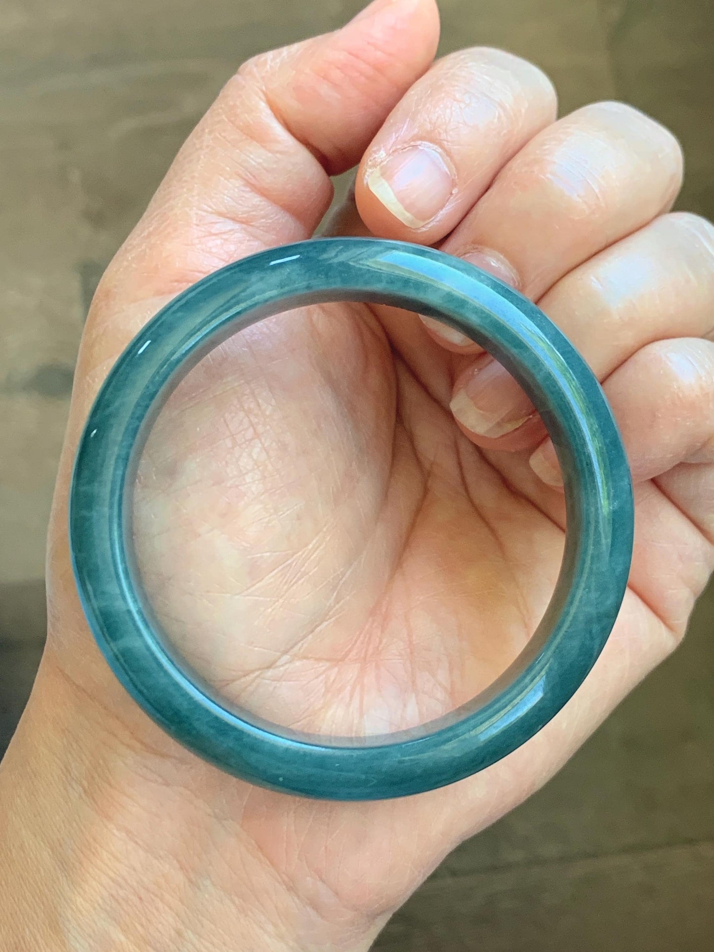 Certified Natural Grade A Guatemalan Icy Translucent Vibrant Aegean Blue Jade Jadeite Wide Bangle 53mm 6.55” 45g 天然冰危牛仔蓝翡翠正圈宽版手镯 1225